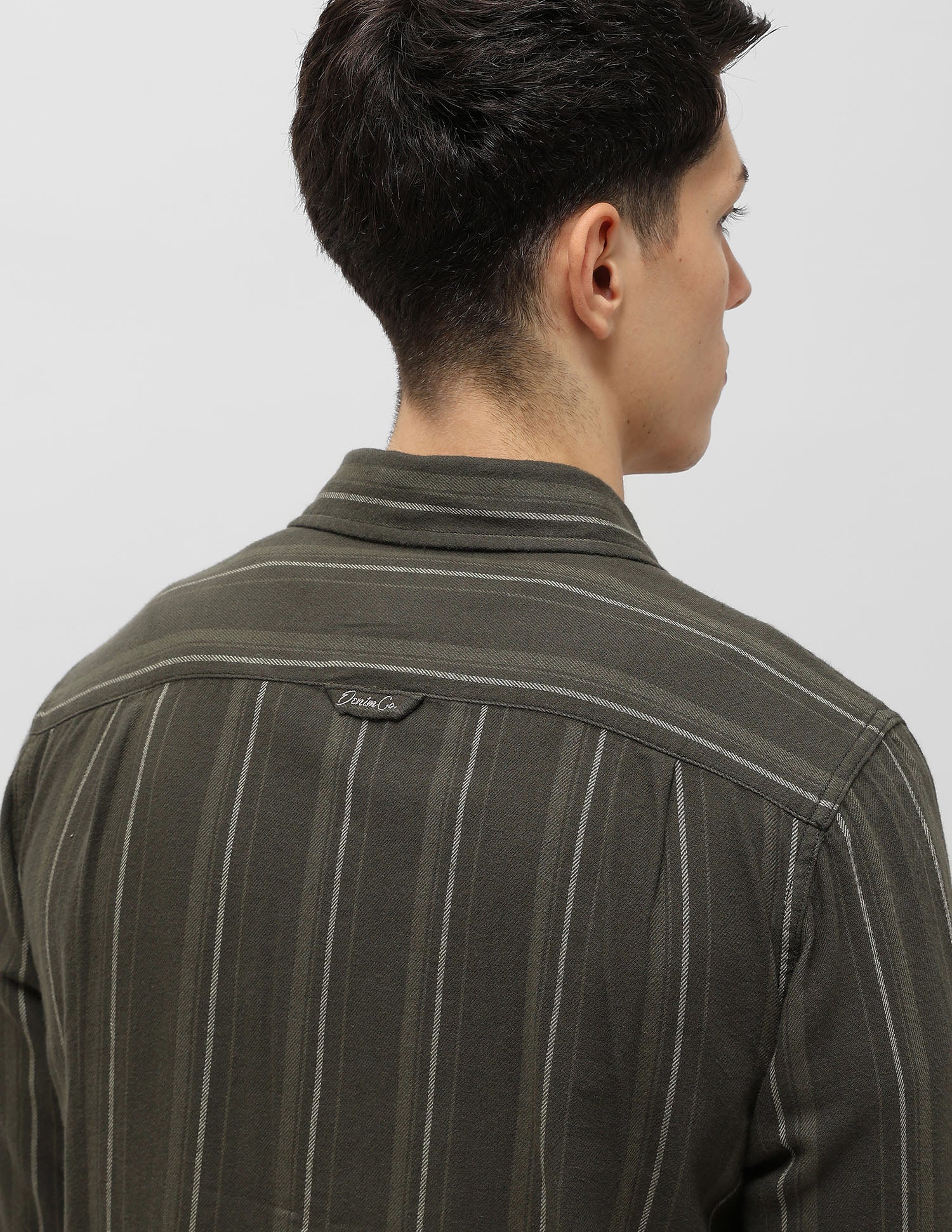 Vertical Striped Self Design Twill Shirt Olive - U.S. POLO ASSN. | Large