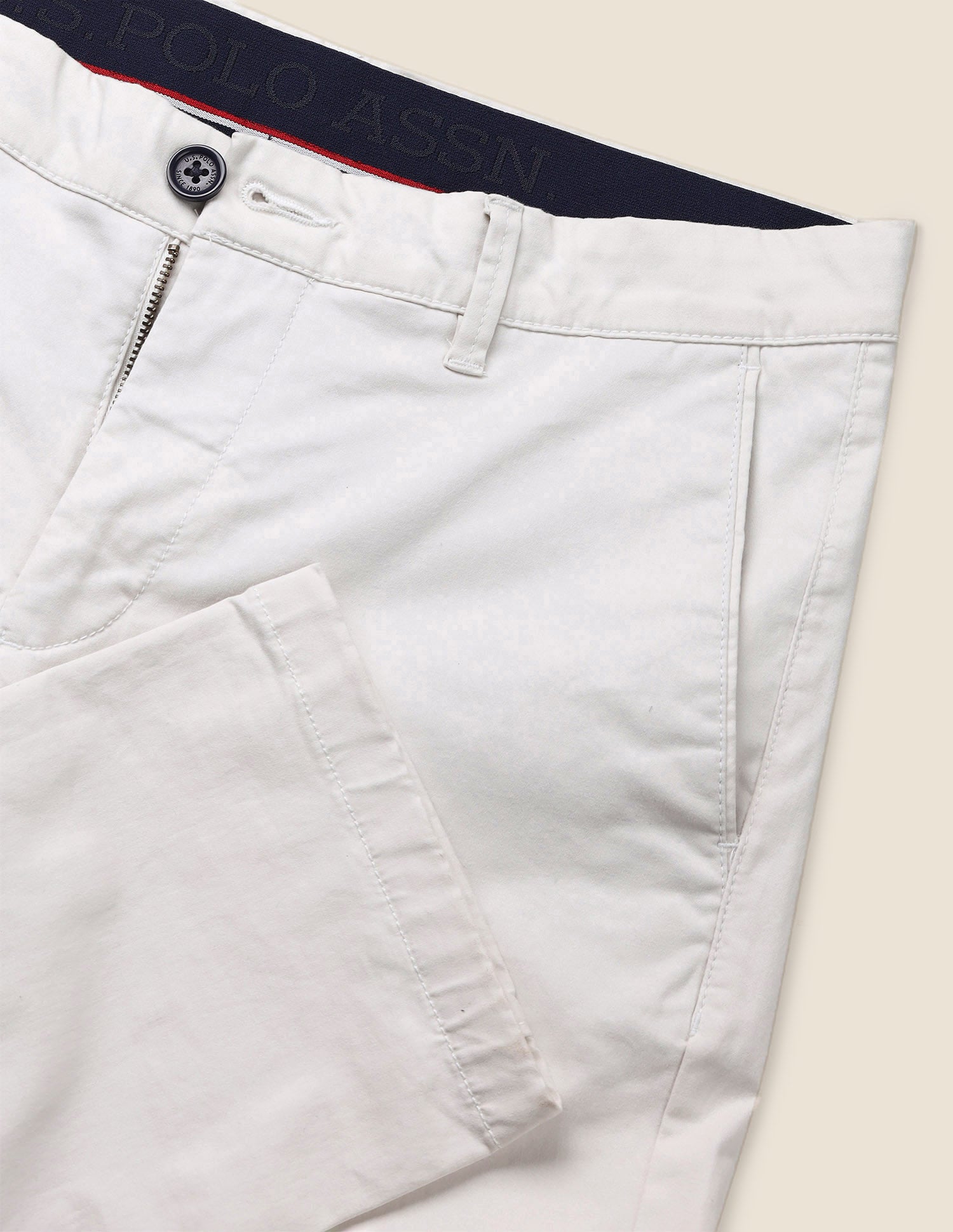 Denver Slim Fit Satin Trousers Ecru - U.S. POLO ASSN. | Large