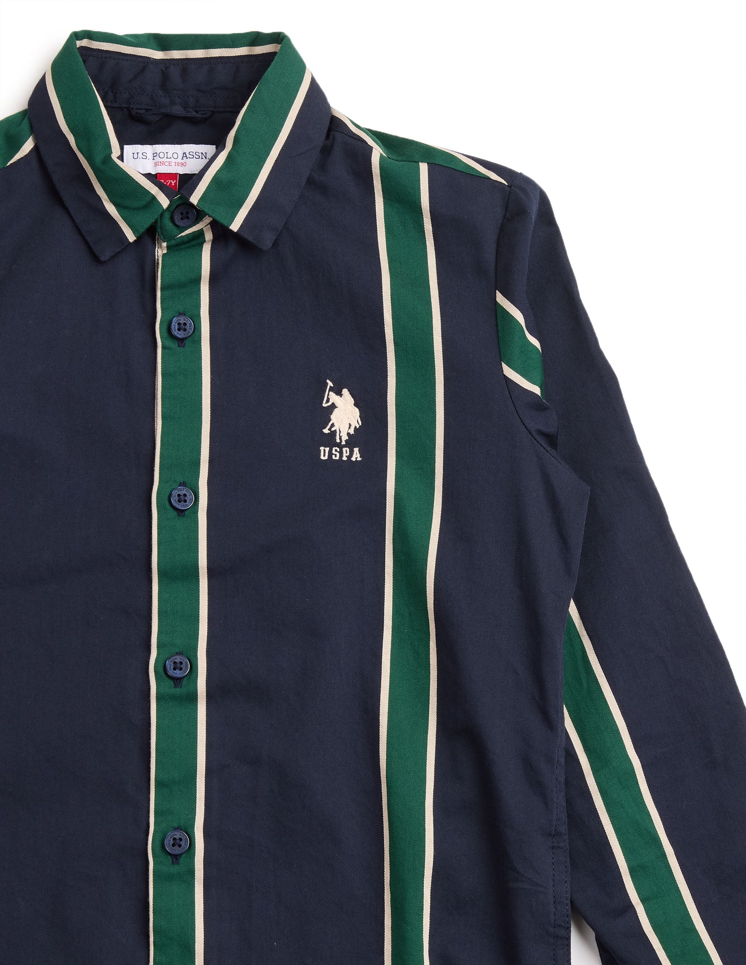 Boys Vertical Striped Twill Shirt Navy - U.S. POLO ASSN. | Large