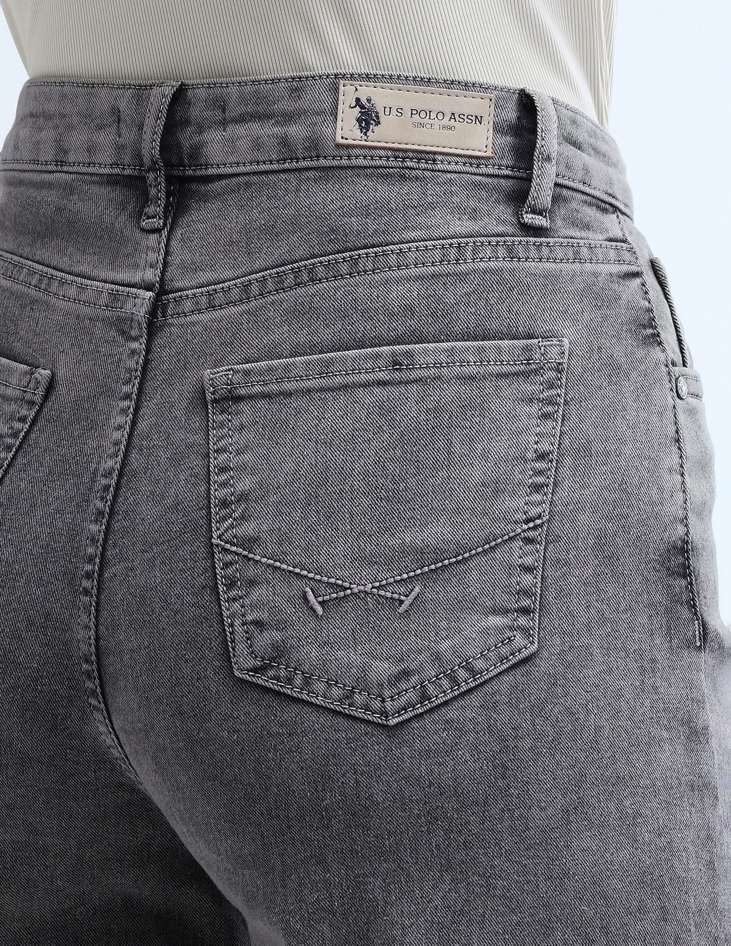 High Rise Stretchable Baggy Jeans Light Grey - U.S. POLO ASSN. | Large