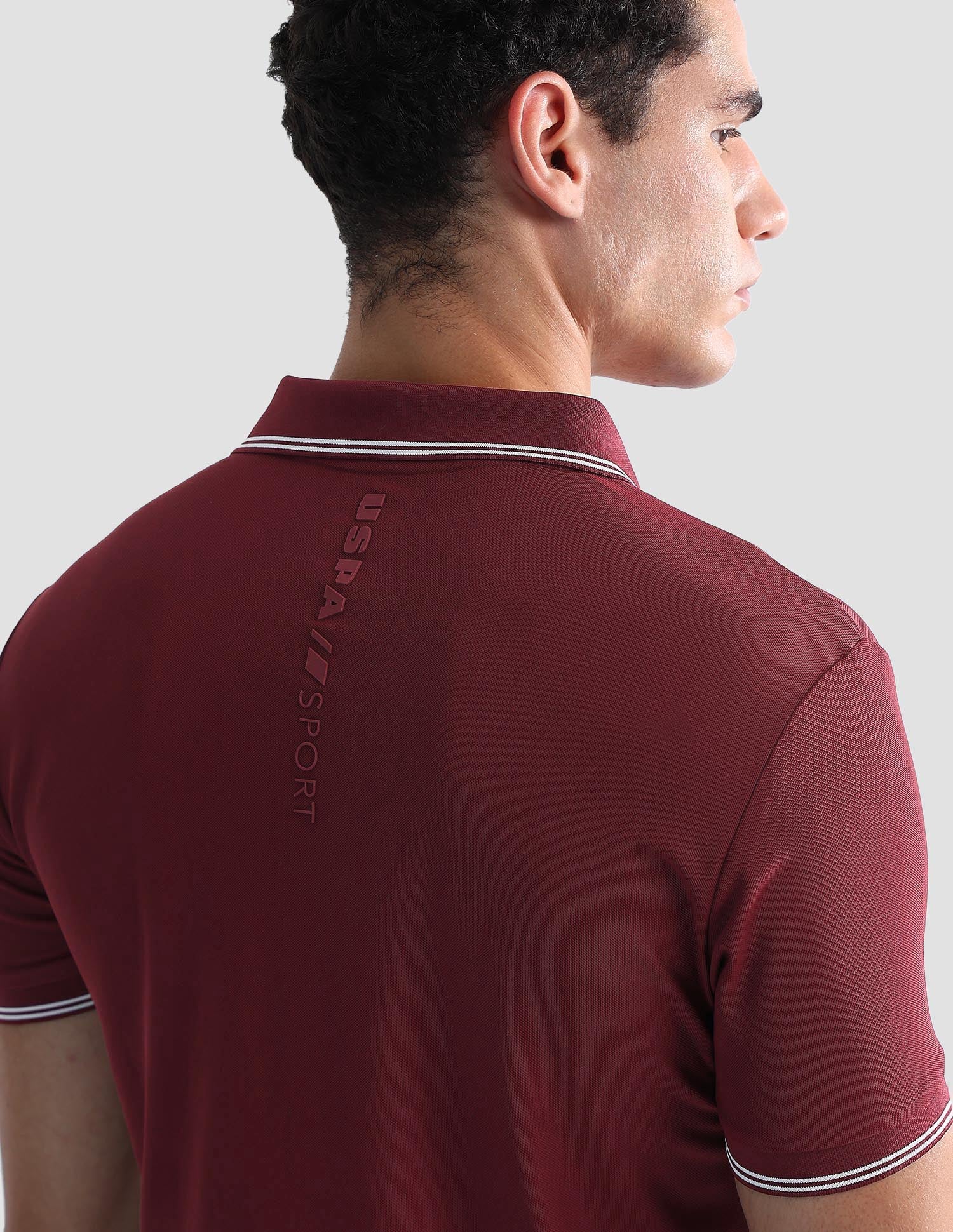 Brand Embossed Regular Fit Active Polo Shirt Maroon - U.S. POLO ASSN. | Large