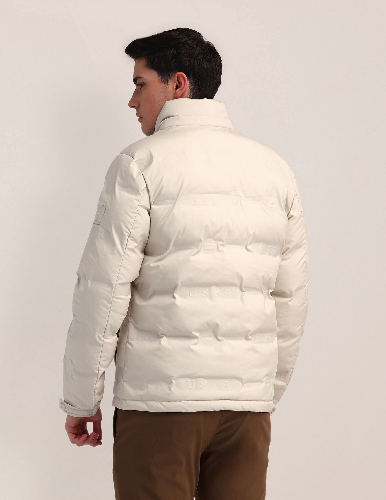 Detachable Hood Padded Jacket Beige - U.S. Polo Assn. India | Large