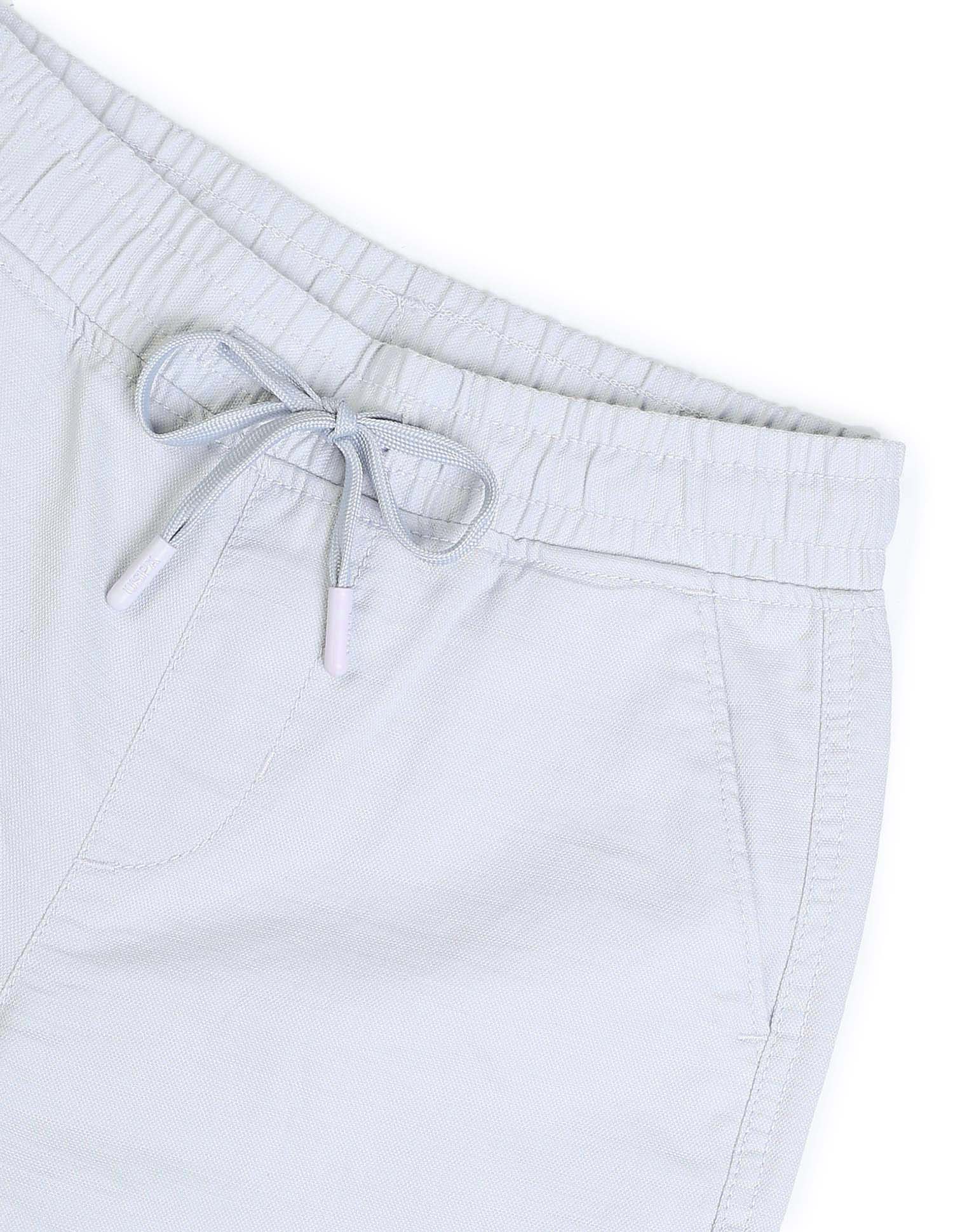 Boys Solid Relaxed Fit Trousers Light Blue - U.S. POLO ASSN. | Large