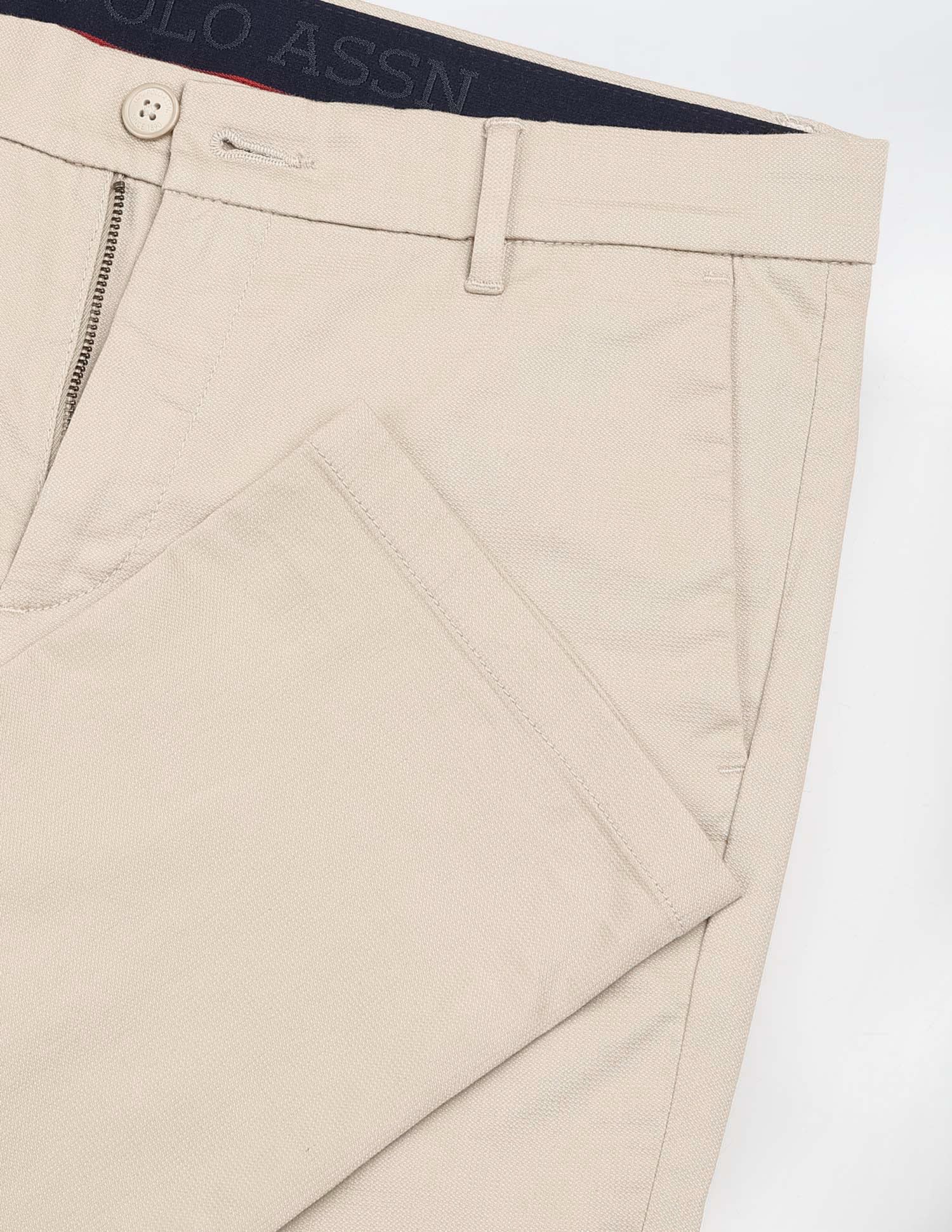 Dobby Weave Slim Fit Trousers Sand - U.S. Polo Assn. India | Large