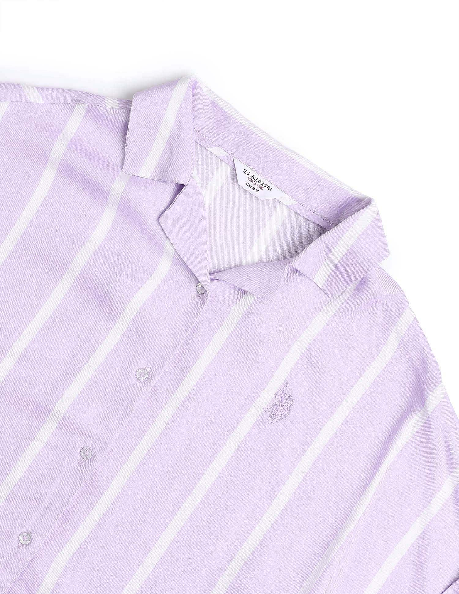 Girls Vertical Striped Co-Ords Purple - U.S. POLO ASSN. | Large