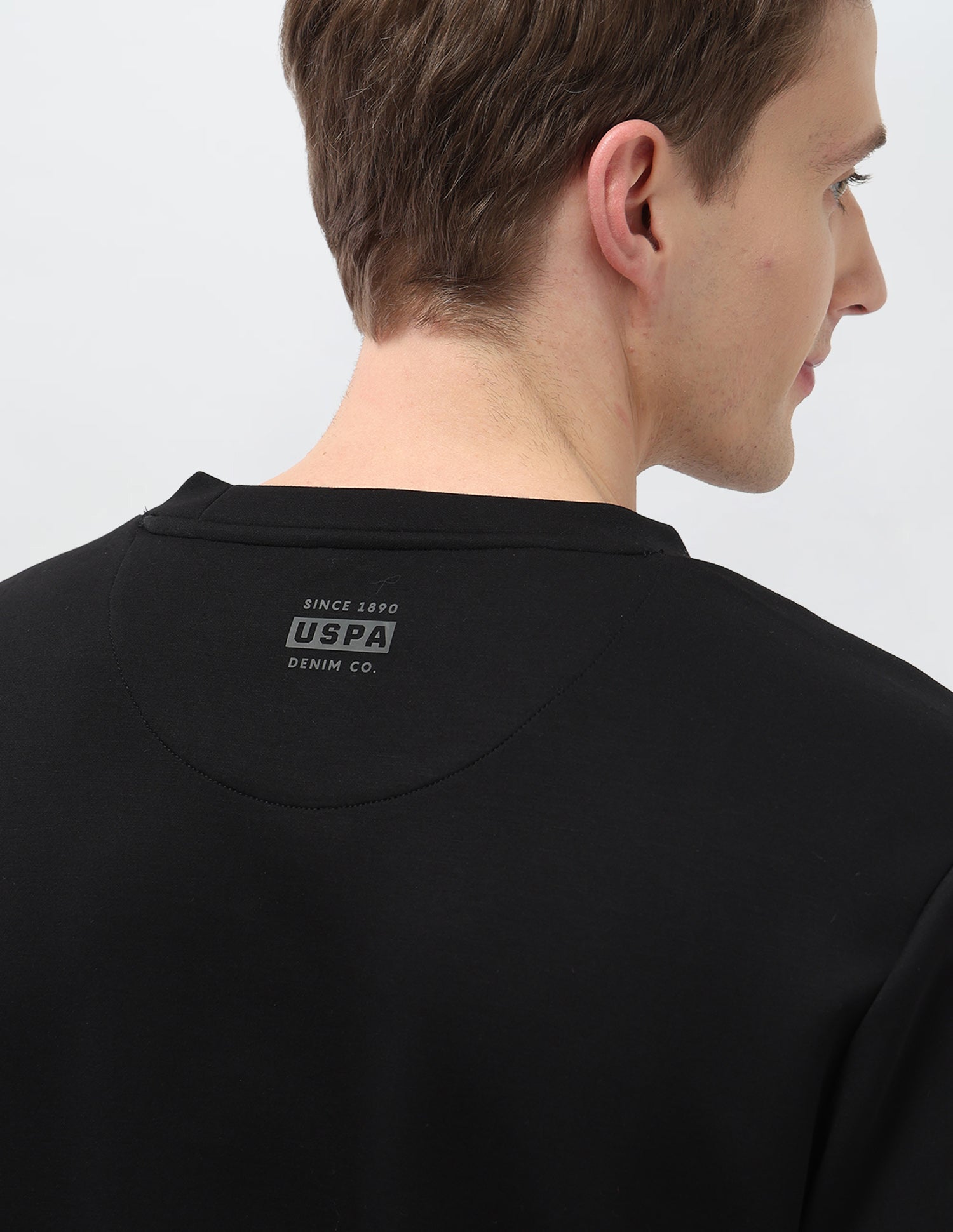 Brand Embossed Regular Fit Sweatshirt Black - U.S. Polo Assn. India | Large