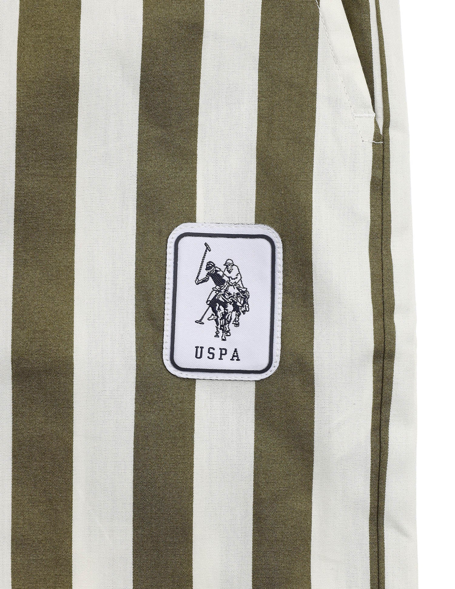 Vertical Striped Mid Rise OELP1 Lounge Pants Olive - U.S. Polo Assn. India | Large