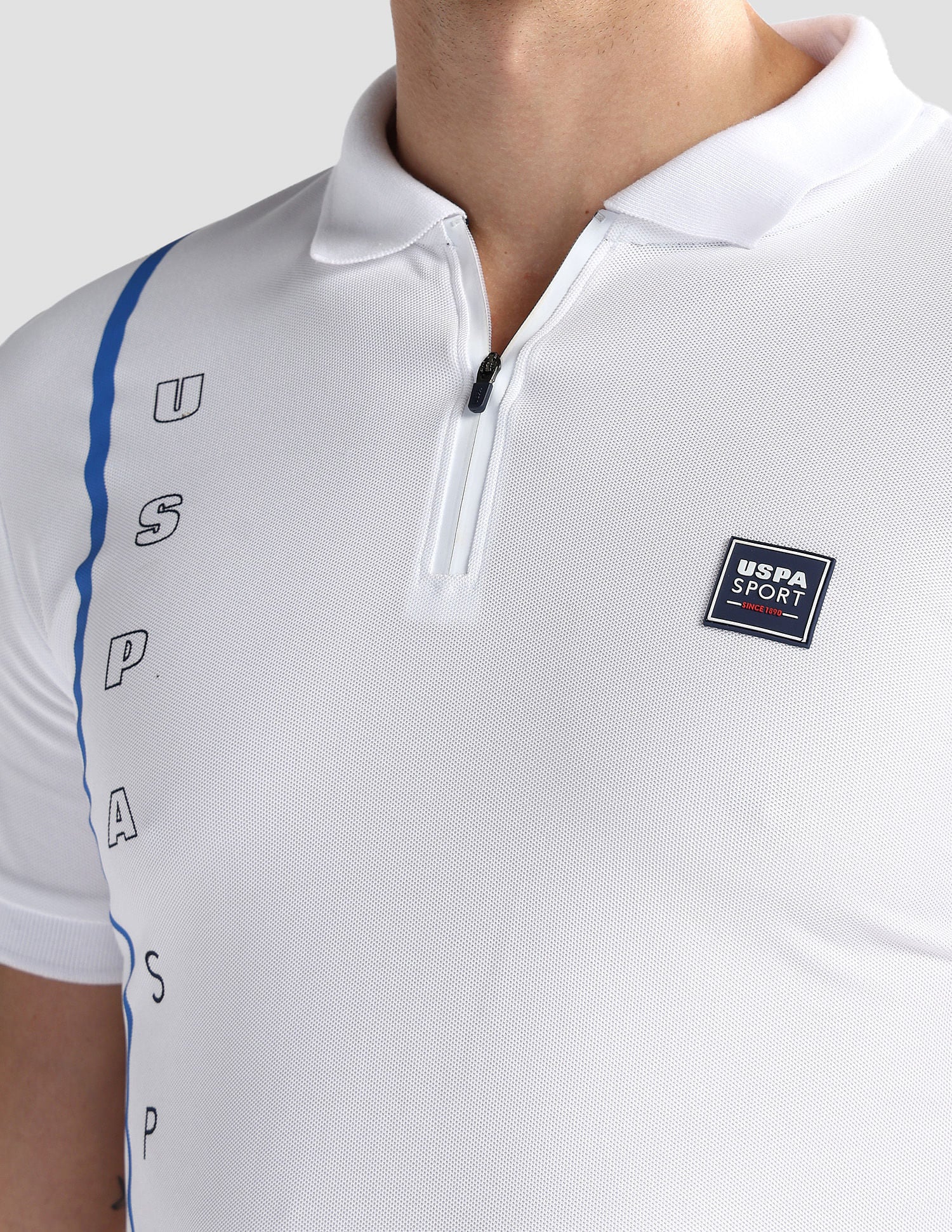 Slim Zipper Polo Shirt White - U.S. Polo Assn. India | Large