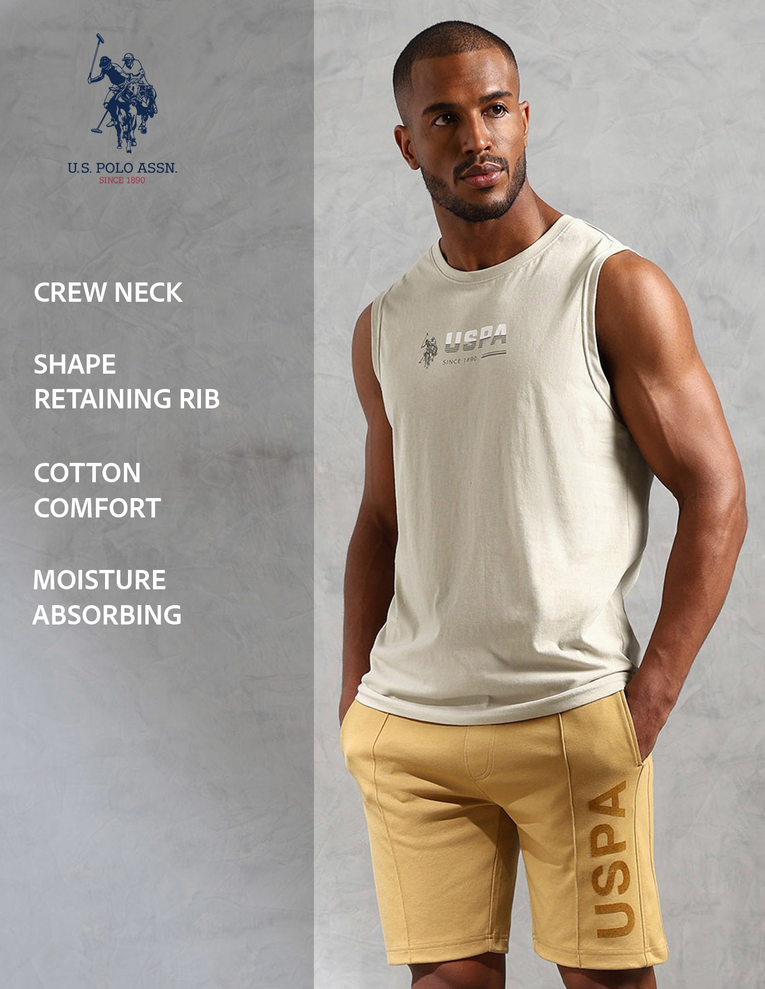 Brand Print Comfort Fit OEV06 Vest - Pack Of 1 Light Beige Ref - U.S. POLO ASSN. | Large