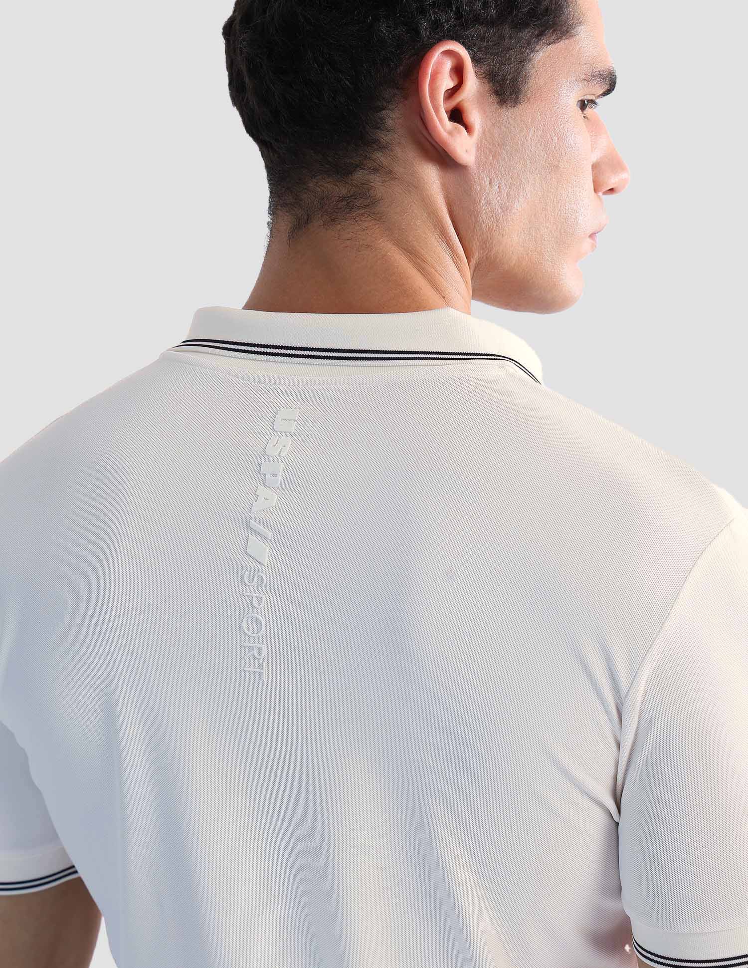 Brand Embossed Regular Fit Active Polo Shirt Off White - U.S. POLO ASSN. | Large