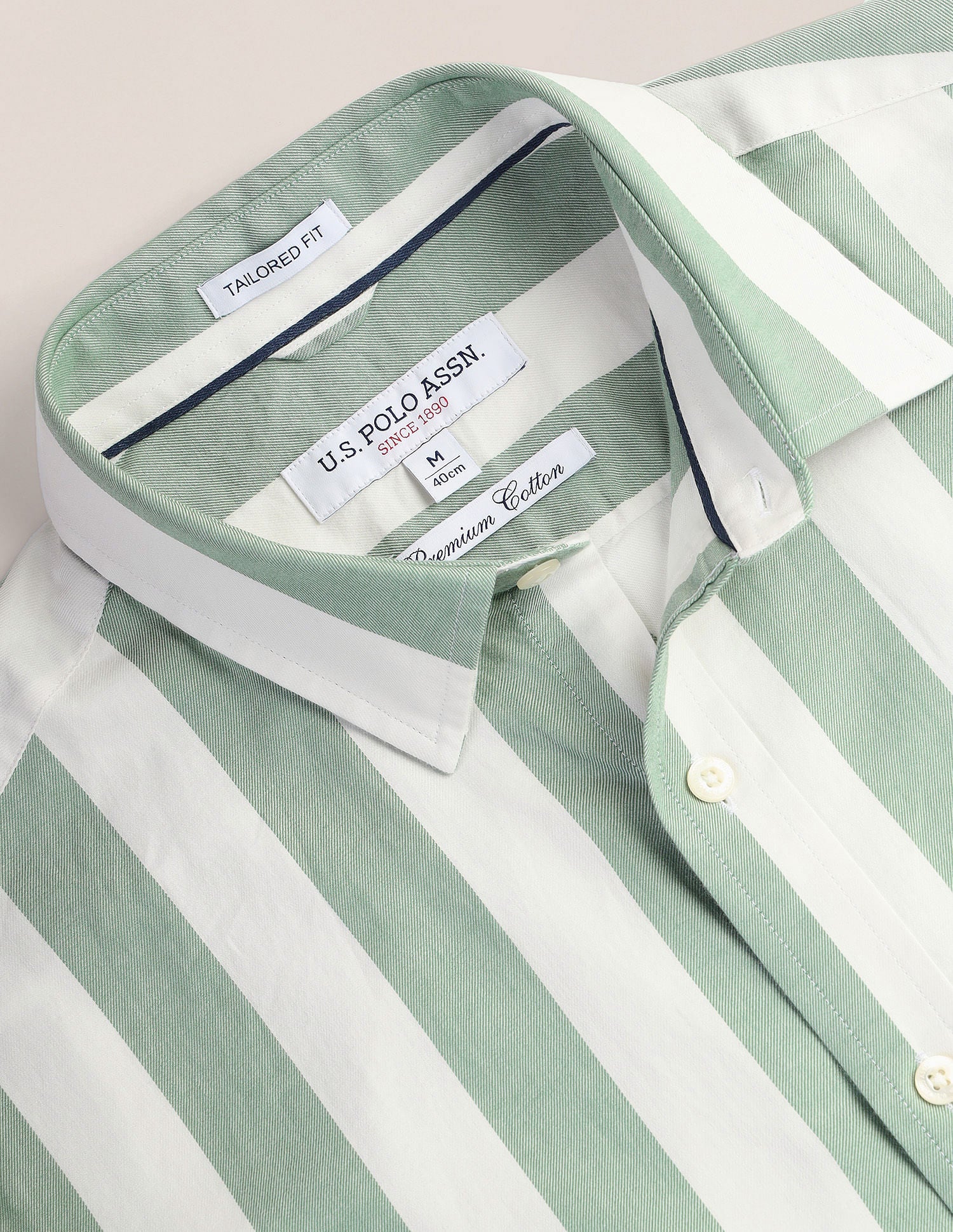 Pure Cotton Stripes Shirt Green - U.S. POLO ASSN. | Large