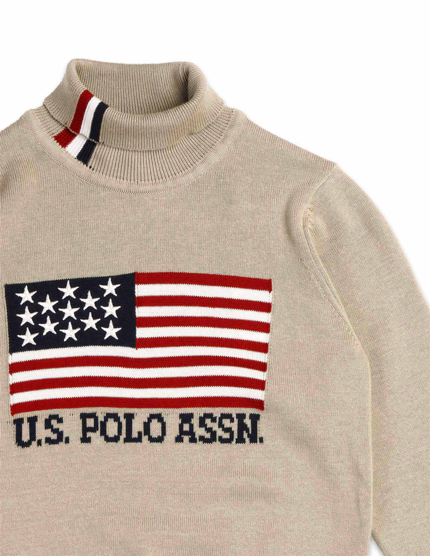 Boys Brand Printed Regular Fit Sweater Beige - U.S. Polo Assn. India | Large