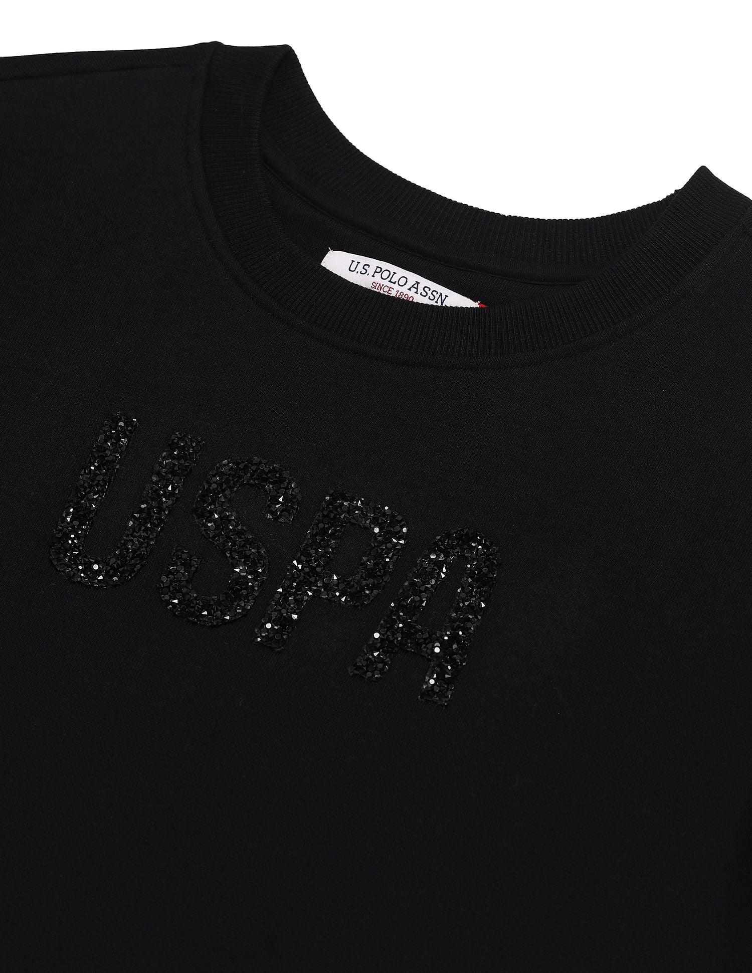 Drop Shoulder Appliqued Sweatshirt Black - U.S. POLO ASSN. | Large