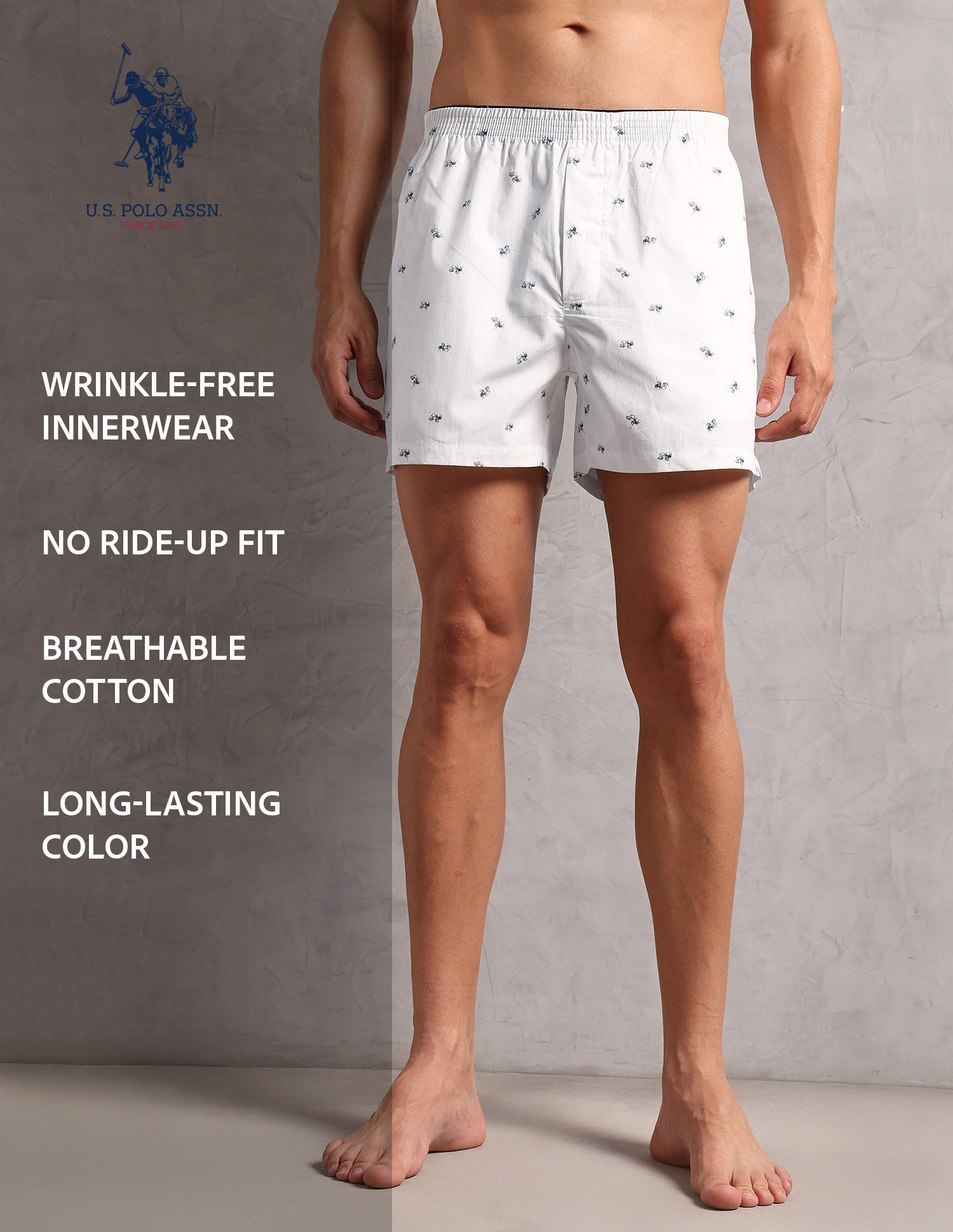 Pure Cotton Printed OEX11 Boxers - Pack Of 1 White - U.S. POLO ASSN. | Large