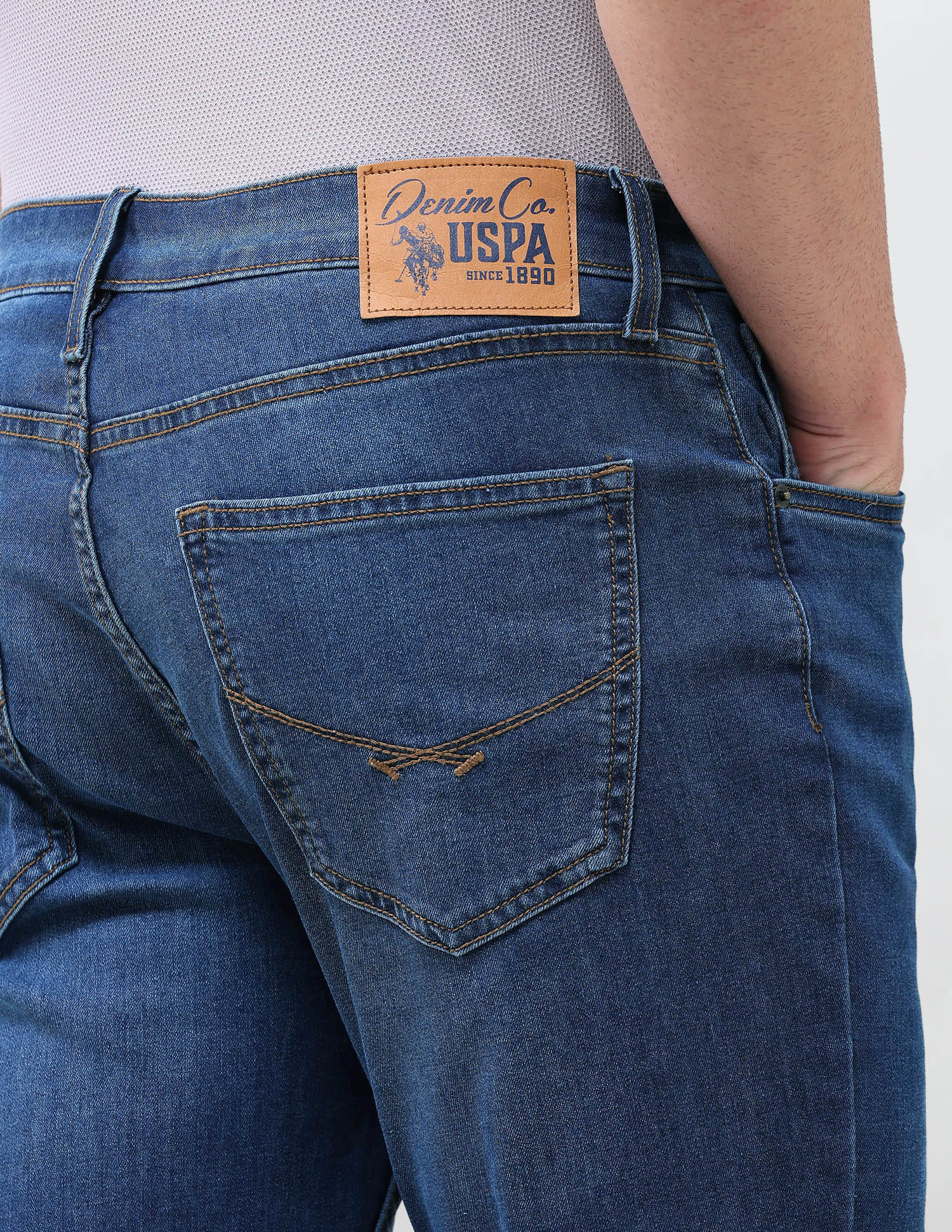 Solid Slim Straight Fit Jeans Blue - U.S. Polo Assn. India | Large