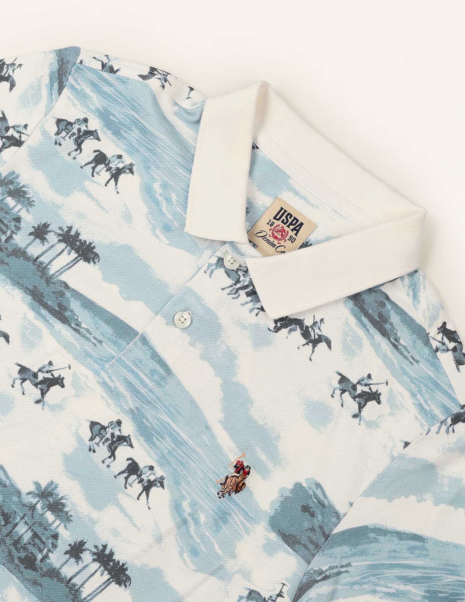 Graphic Printed Muscle Fit Polo Shirt Blue - U.S. Polo Assn. India | Large