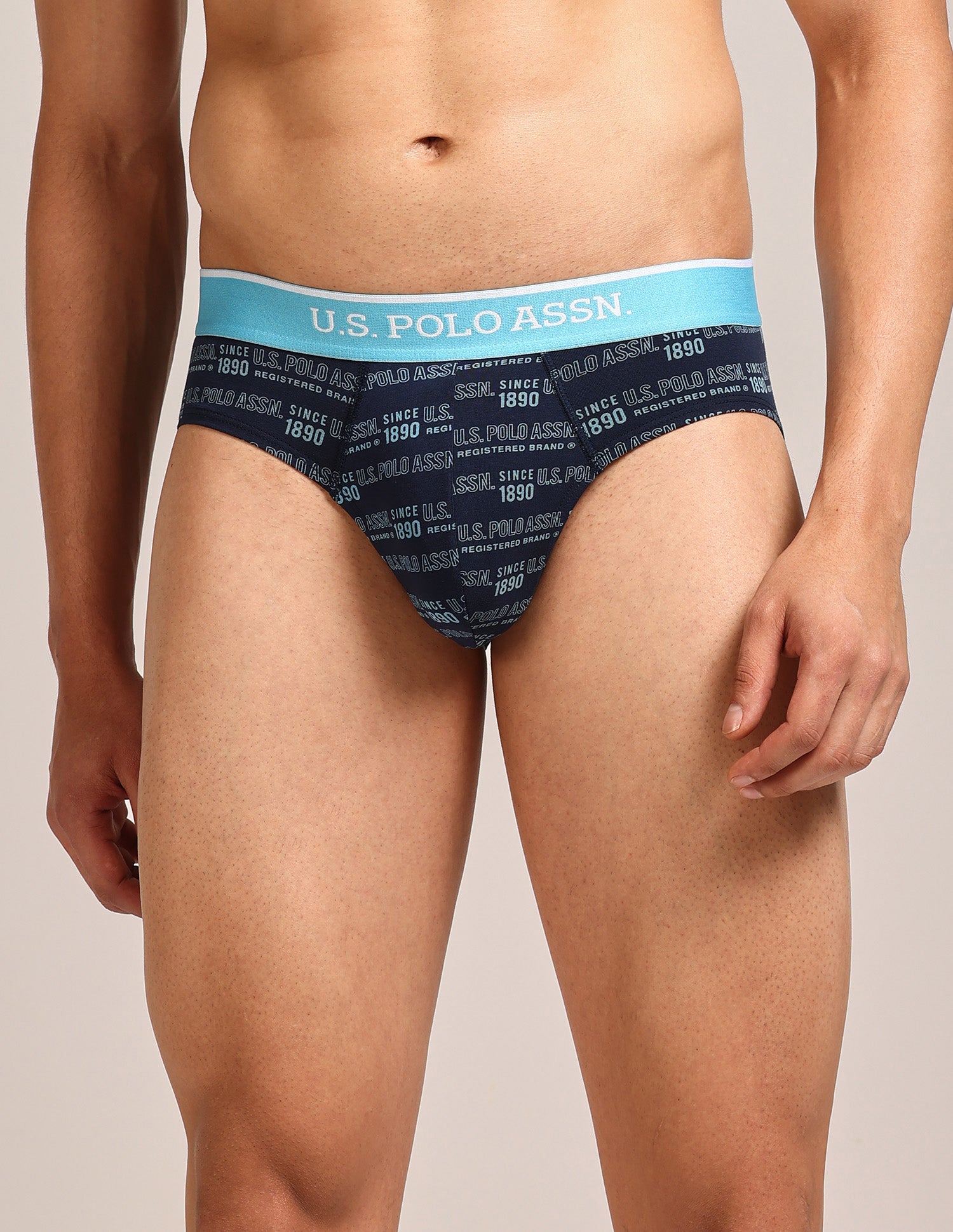 Abrasion Free Printed OEB24 Briefs - Pack Of 3 Blue, Blue, Bracken - U.S. Polo Assn. India | Large