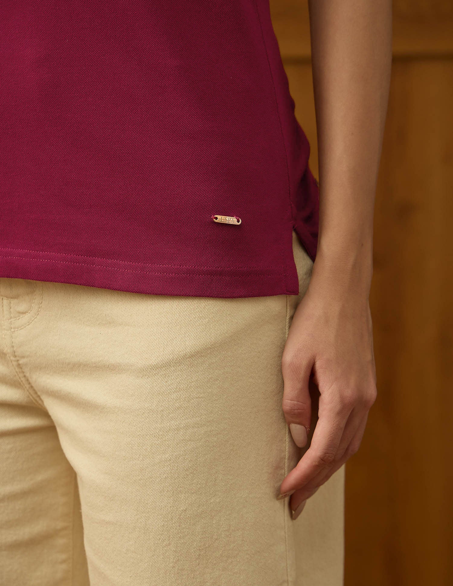 Jacquard Collar Solid Polo Shirt Dark Red - U.S. POLO ASSN. | Large