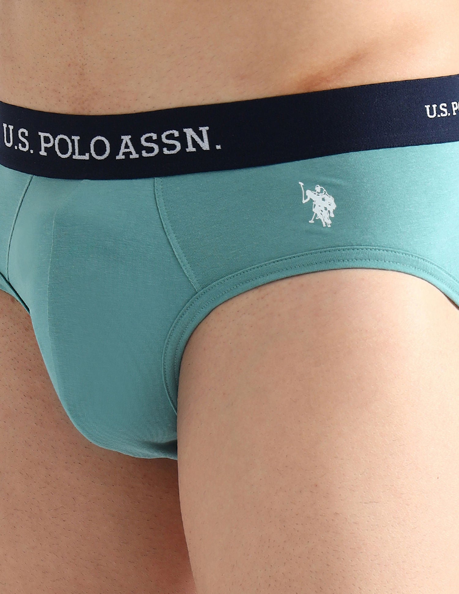 Elasticized Waist Solid OEB13 Briefs - Pack Of 3 Brown, Purple and Green - U.S. POLO ASSN. | Large