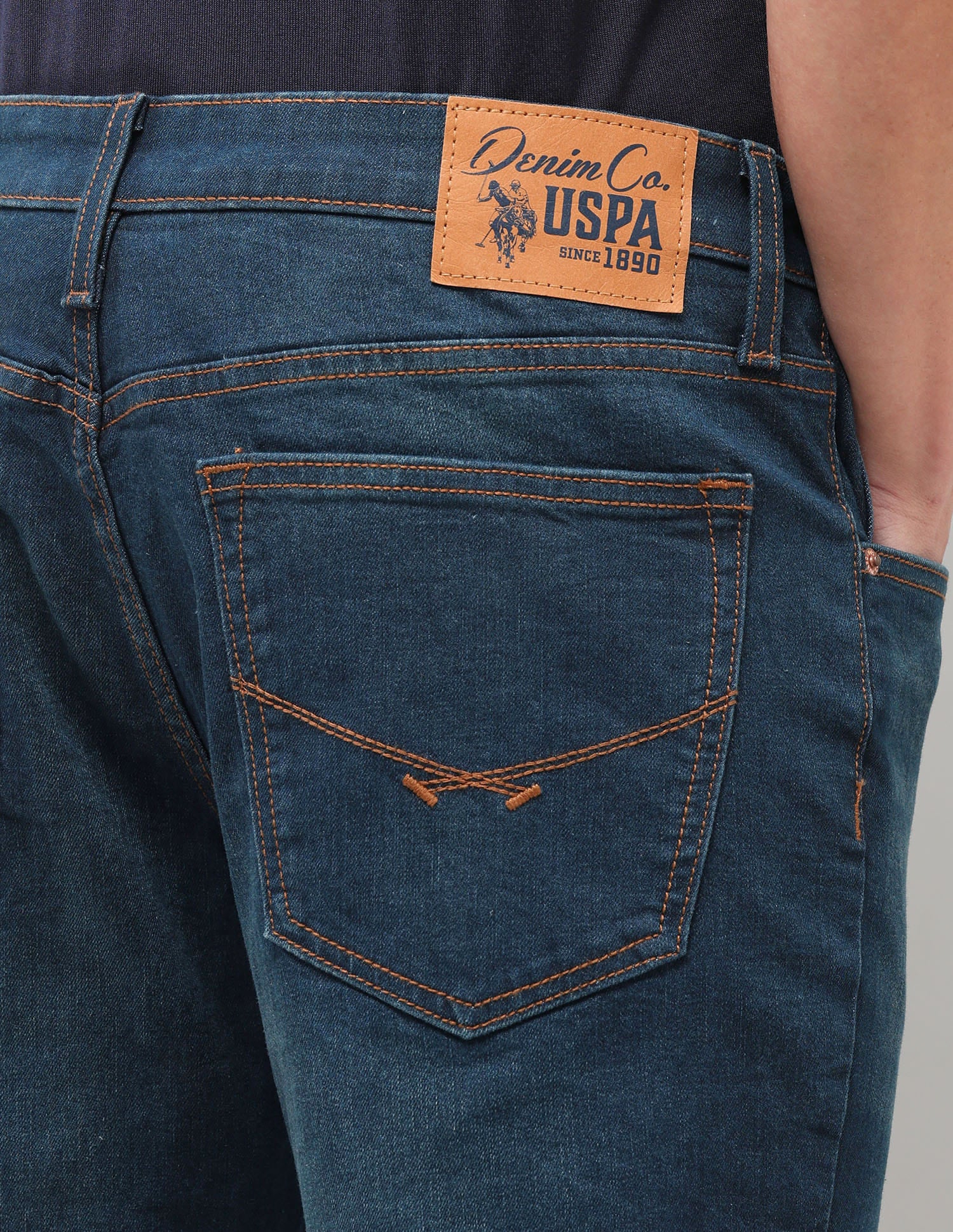 Solid Slim Fit Jeans Blue - U.S. Polo Assn. India | Large