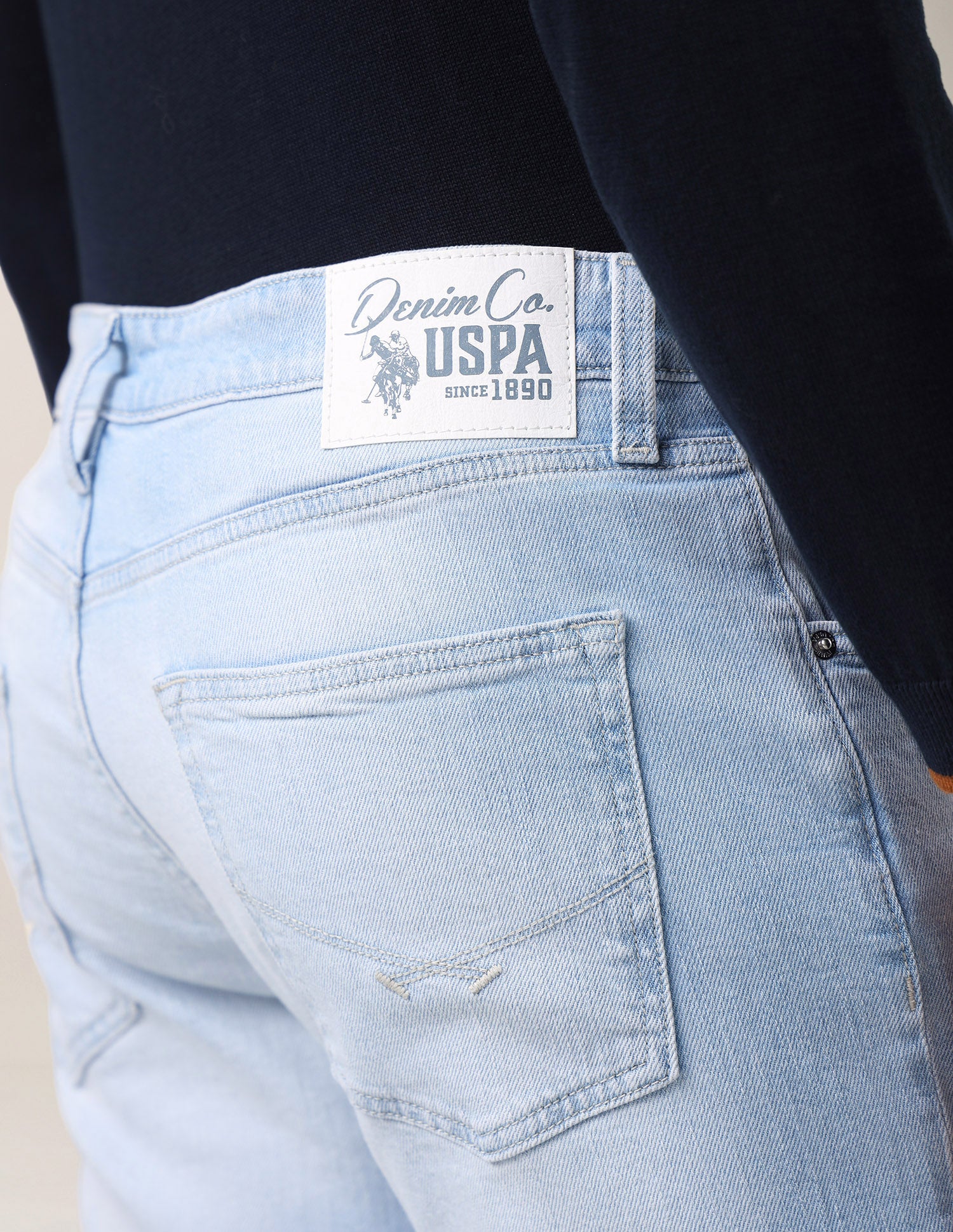 Harold Slim Straight Fit Blue Jeans Light Blue - U.S. Polo Assn. India | Large