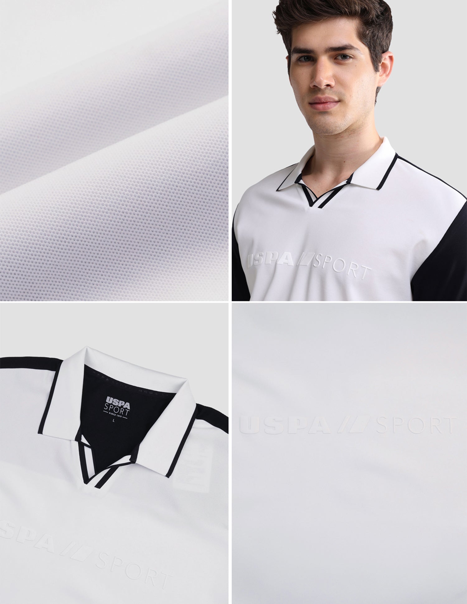 Colourblocked Slim Fit Active Polo Shirt White - U.S. Polo Assn. India | Large
