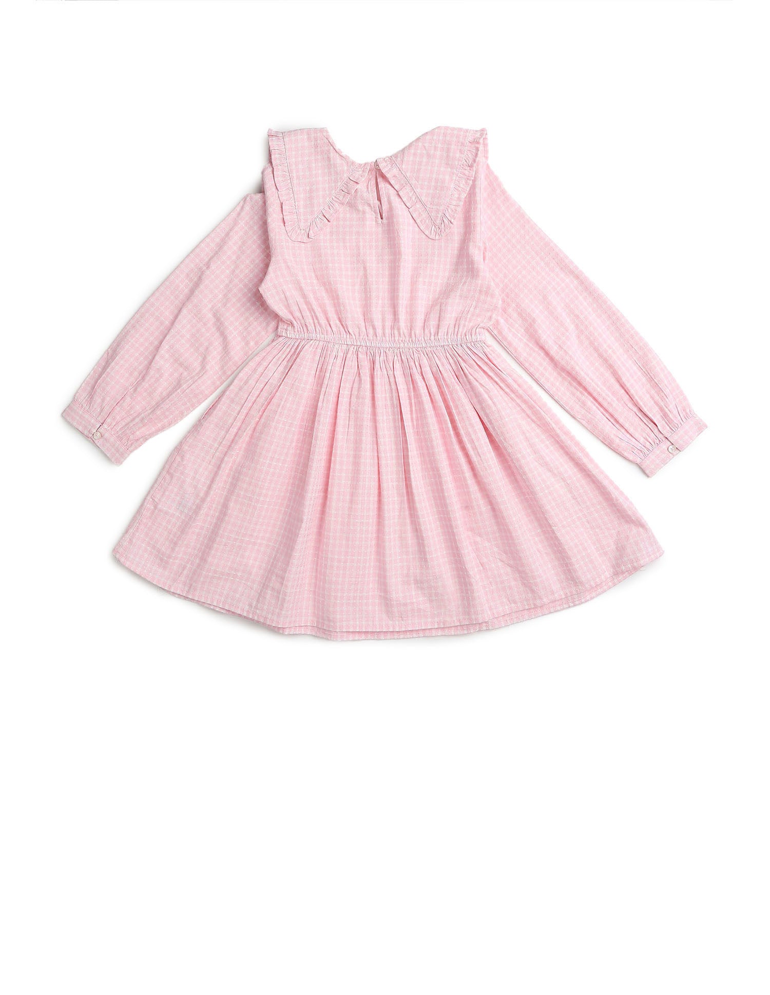 Girls Self Design Checked Shirt Dress Pink - U.S. POLO ASSN. | Large
