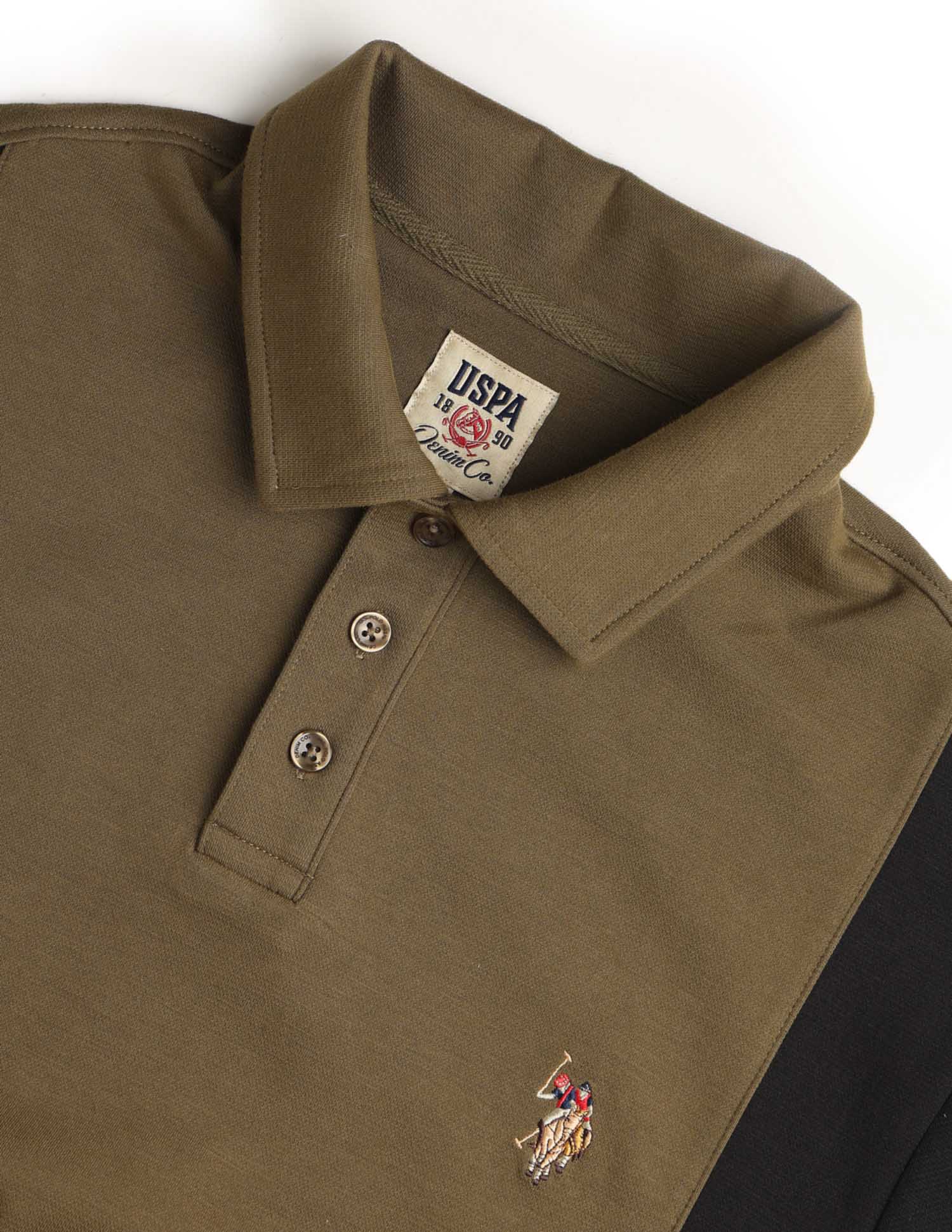 Colourblocked Legend Of Horseshoe Sweatshirt Olive - U.S. Polo Assn. India | Large