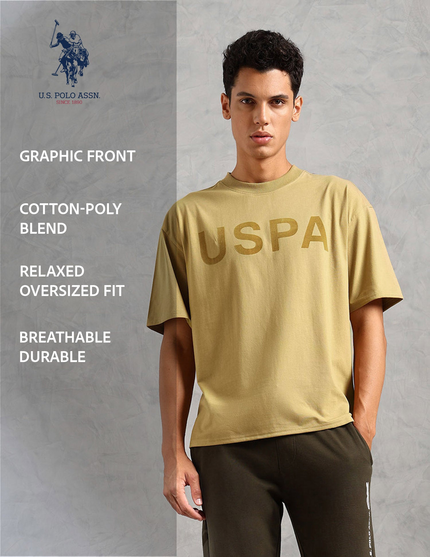 Brand Printed Comfort Fit OEE09 Lounge T-Shirt - Pack Of 1 Prairie Sand - U.S. POLO ASSN. | Large