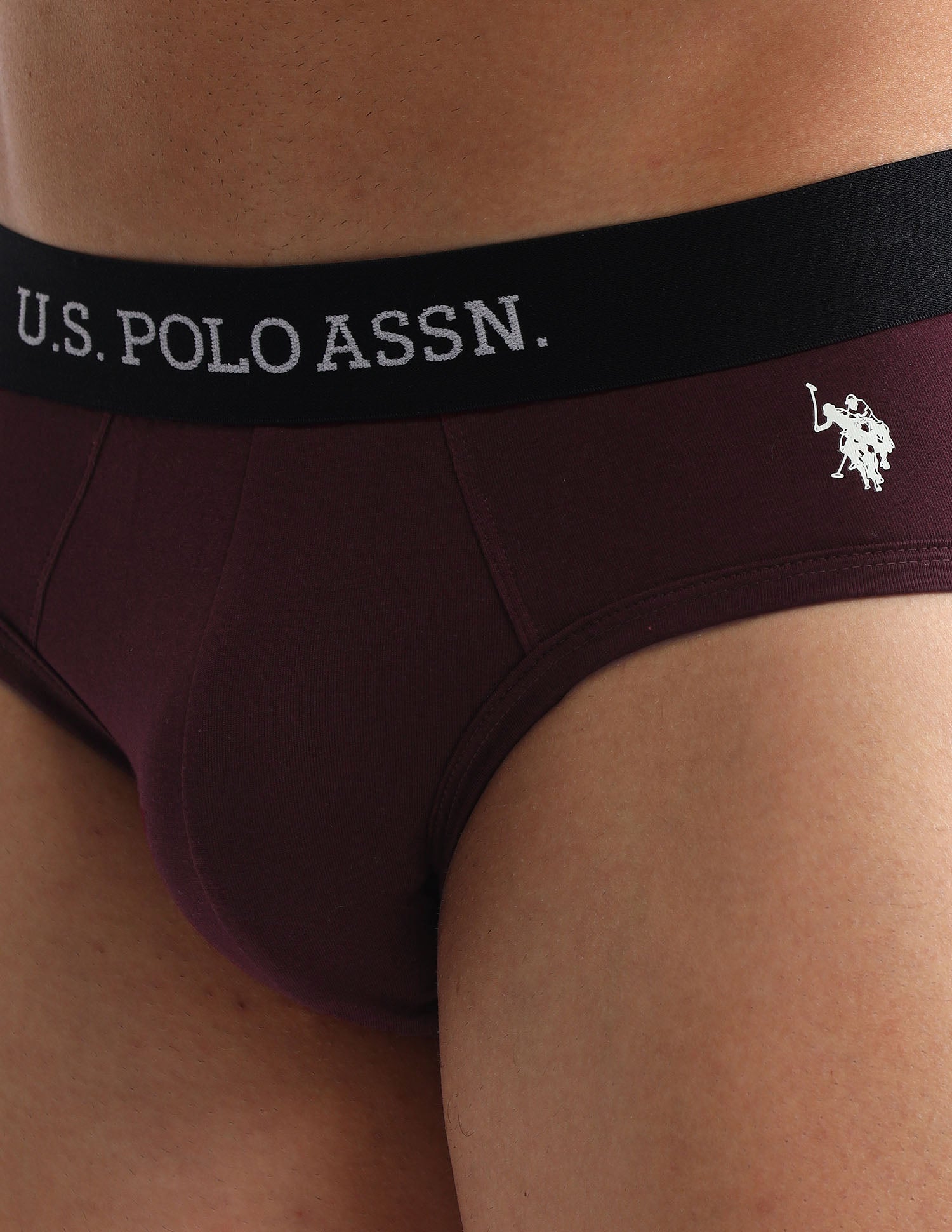 Anti Microbial Solid OEB13 Briefs - Pack Of 3 Black, Navy and Burgandy - U.S. POLO ASSN. | Large