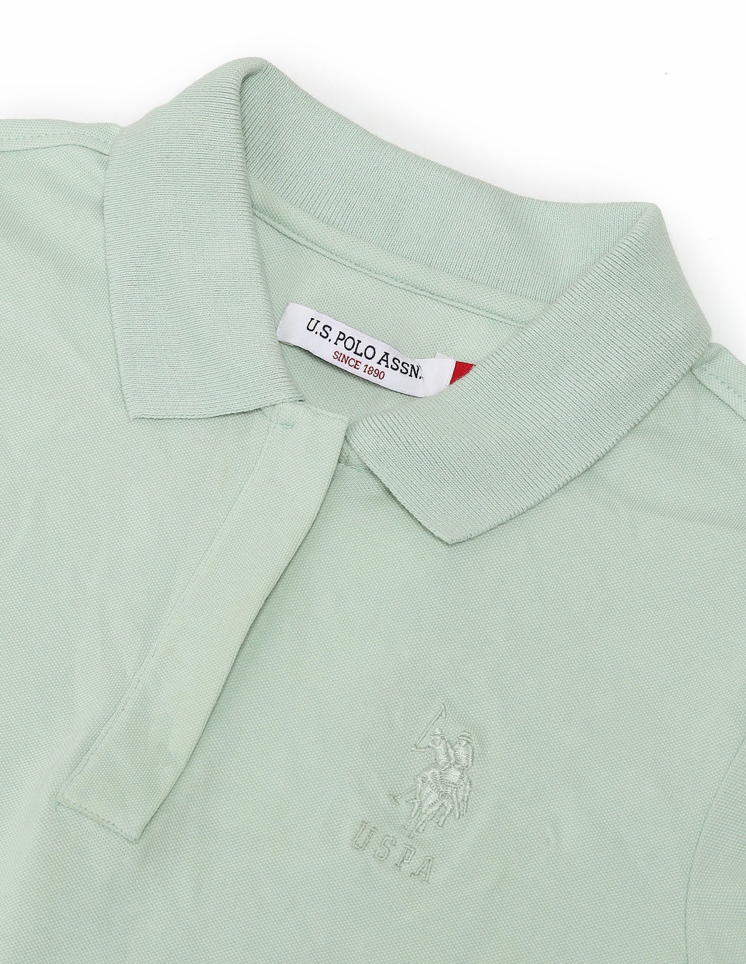 Embroidered Logo Solis Polo Shirt Mint - U.S. Polo Assn. India | Large