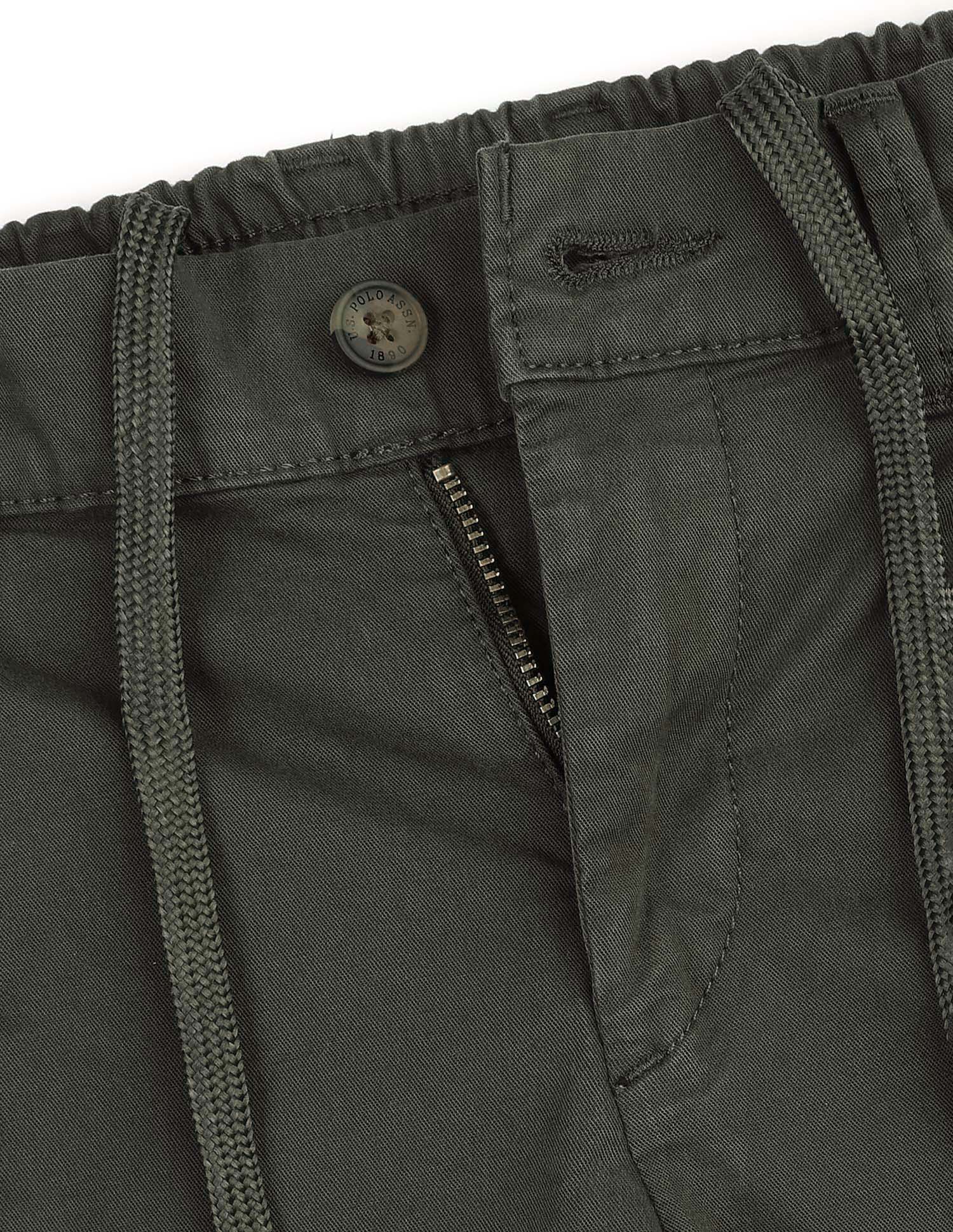 Boys Pure Cotton Twill Trousers Dark Olive - U.S. POLO ASSN. | Large