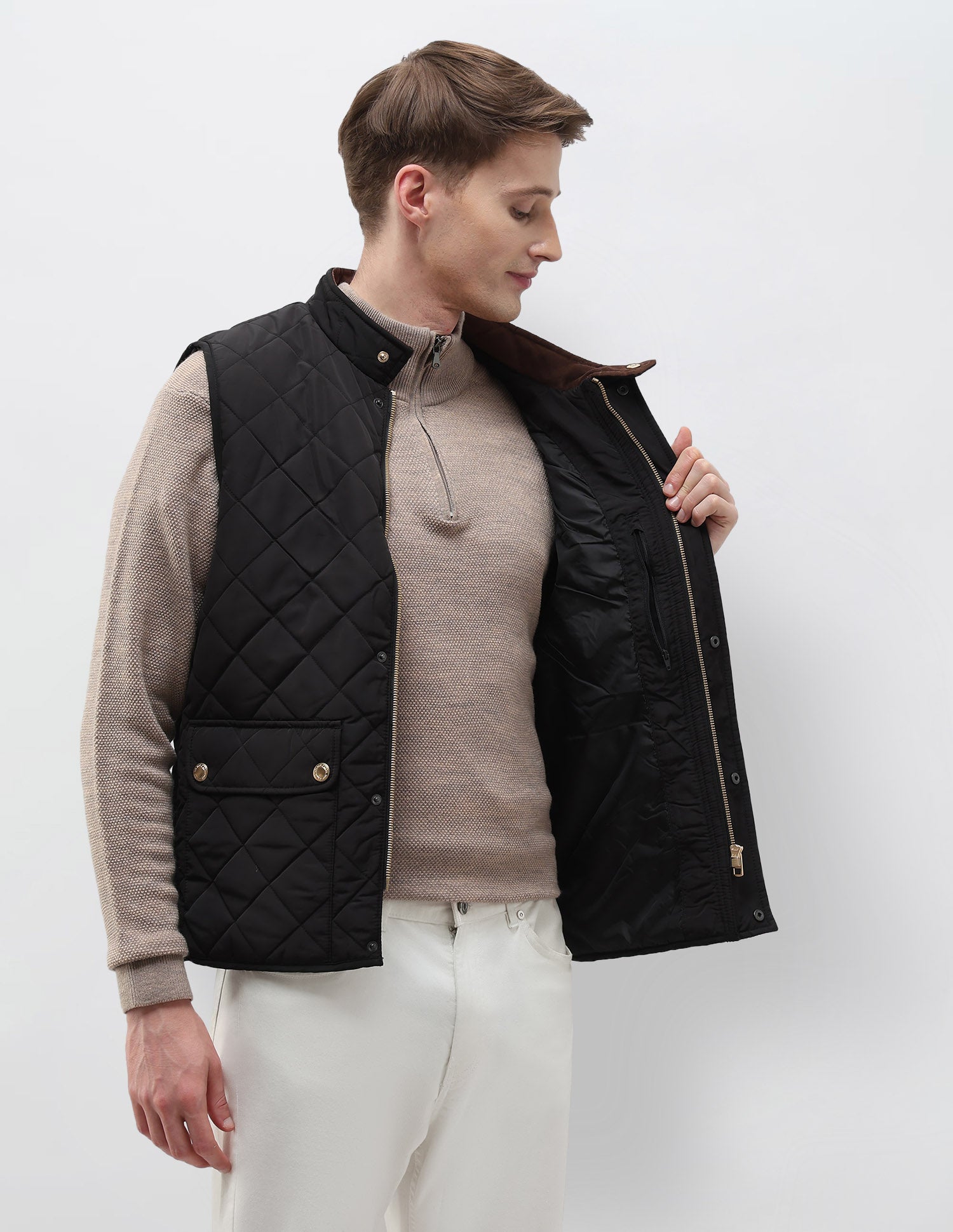 High Neck Solid Quilted Jacket Black - U.S. POLO ASSN. | Large