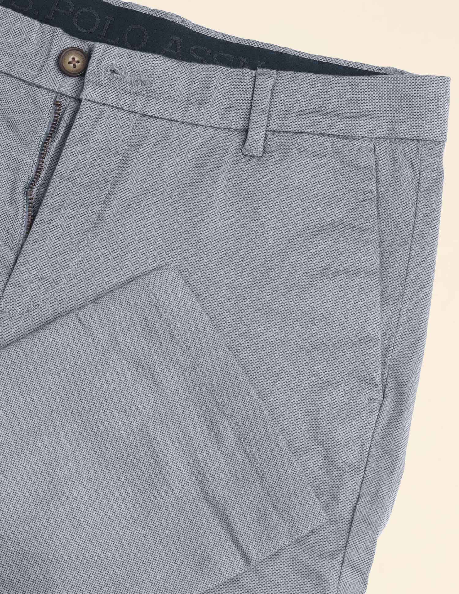 Textured Slim Fit Trousers Grey - U.S. Polo Assn. India | Large