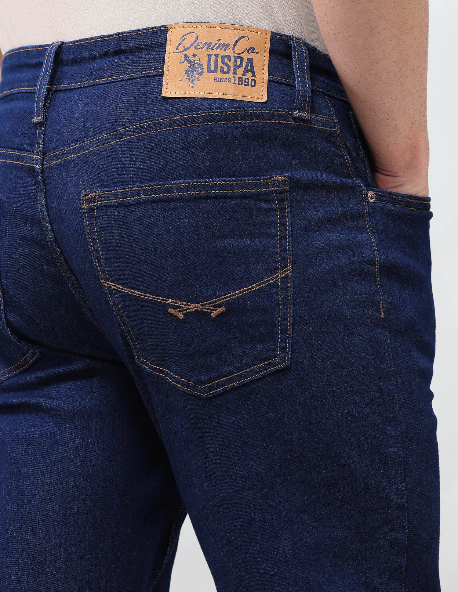 Solid Slim Straight Fit Jeans Blue - U.S. Polo Assn. India | Large