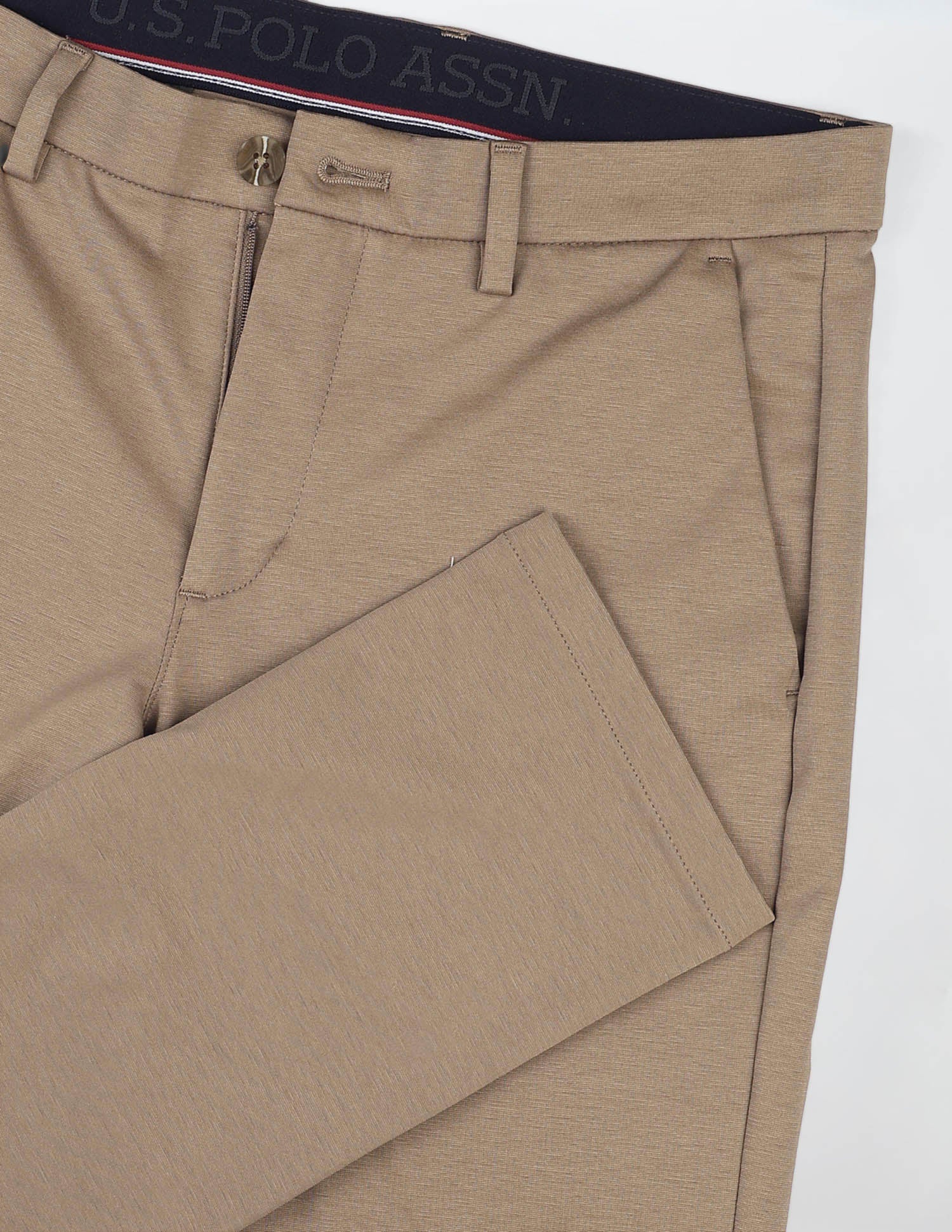Satin Slim Fit Trousers Khaki - U.S. Polo Assn. India | Large