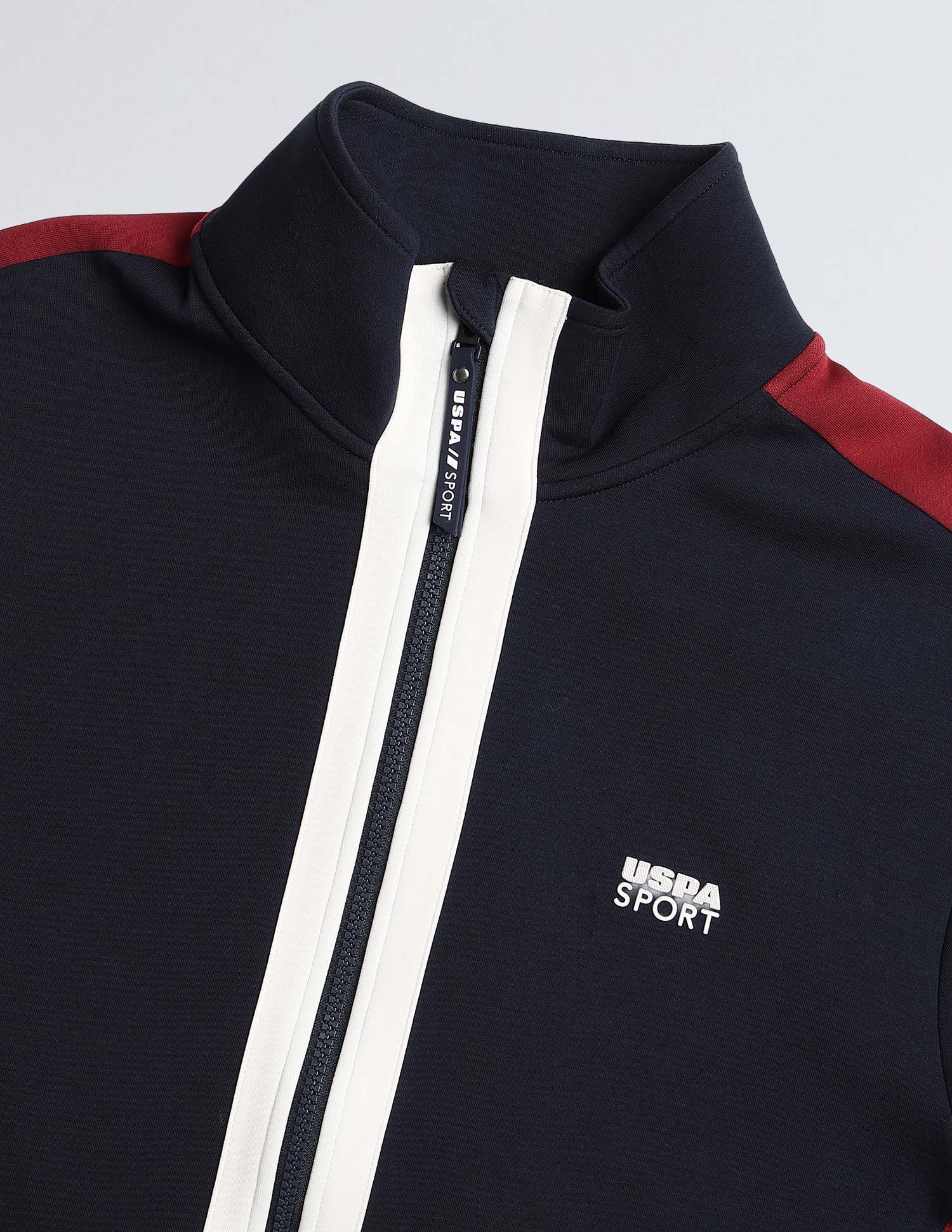 Solid With Colorblock Detail Slim Fit Sweatshirt Navy - U.S. POLO ASSN. | Large