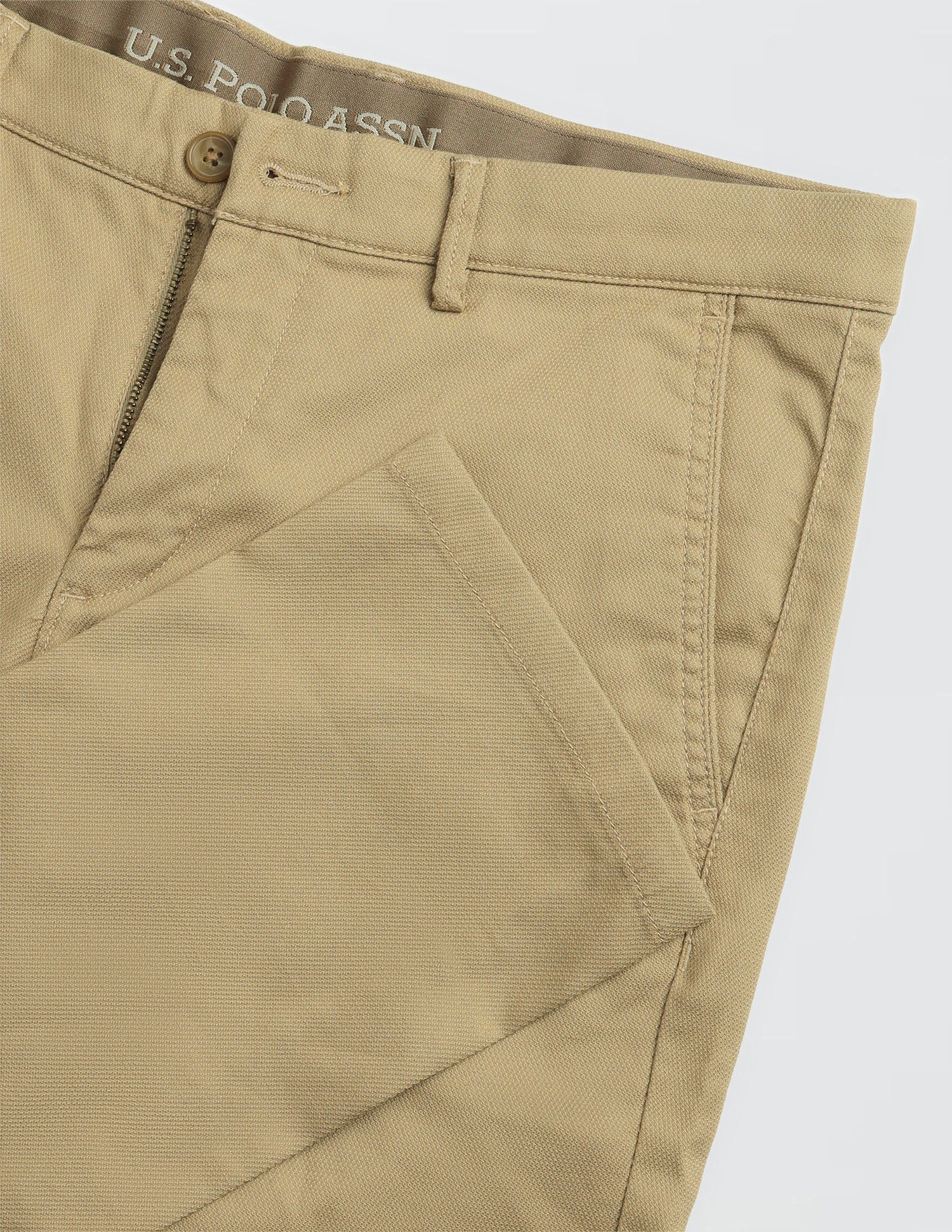 Denver Slim Fit Satin Trousers Khaki - U.S. Polo Assn. India | Large