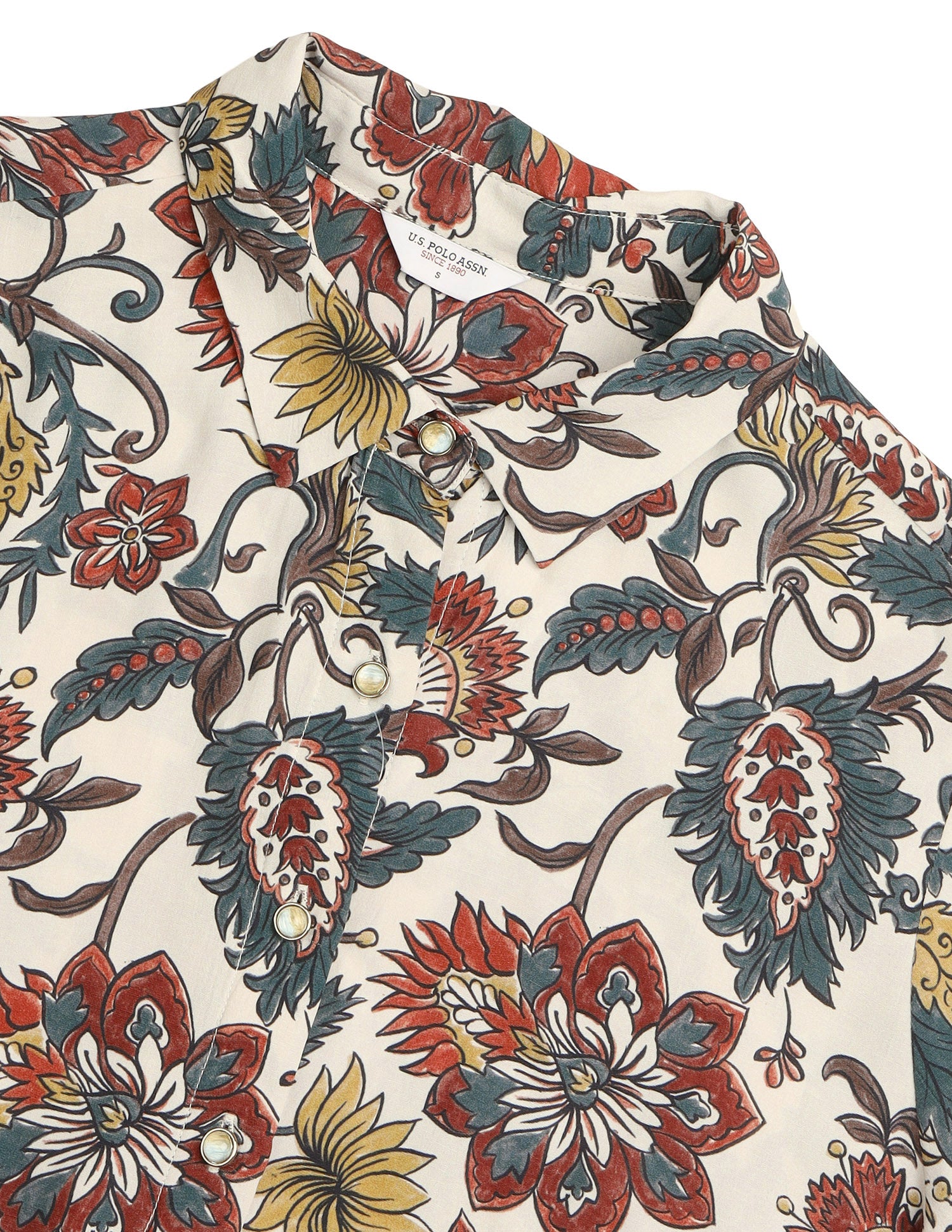 Floral Printed Regular Fit Shirt White - U.S. Polo Assn. India | Large