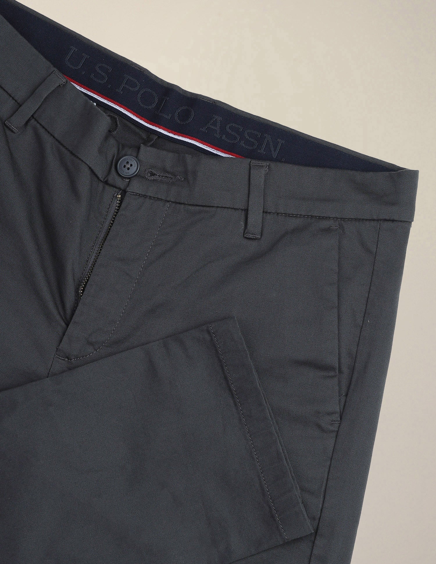 Denver Slim Fit Dobby Trousers Charcoal - U.S. Polo Assn. India | Large
