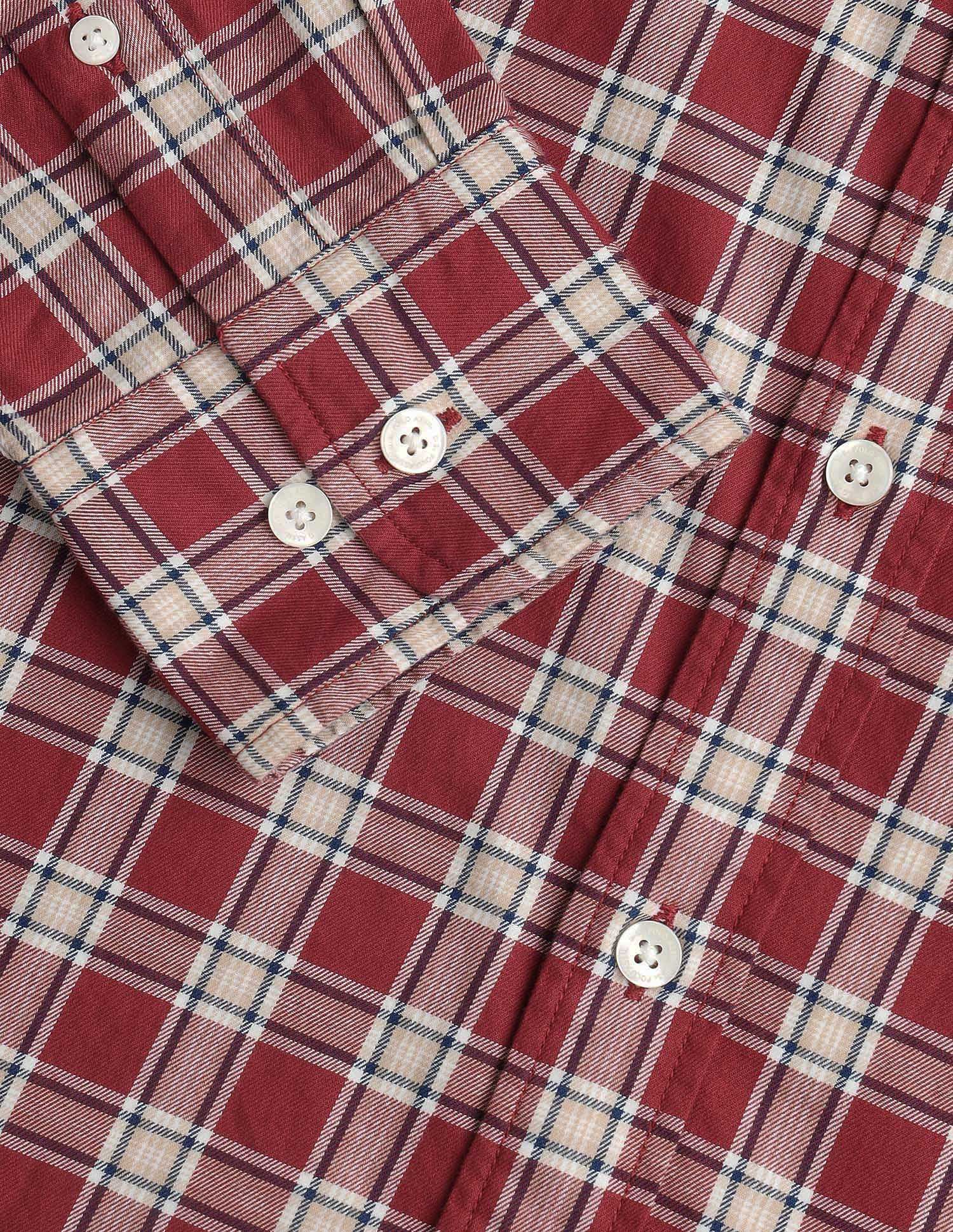 Tartan Checked Twill Cotton Shirt White - U.S. Polo Assn. India | Large