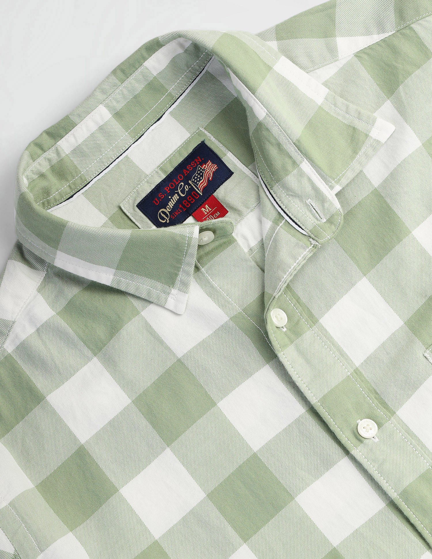Gingham Check Slim Fit Shirt White - U.S. Polo Assn. India | Large