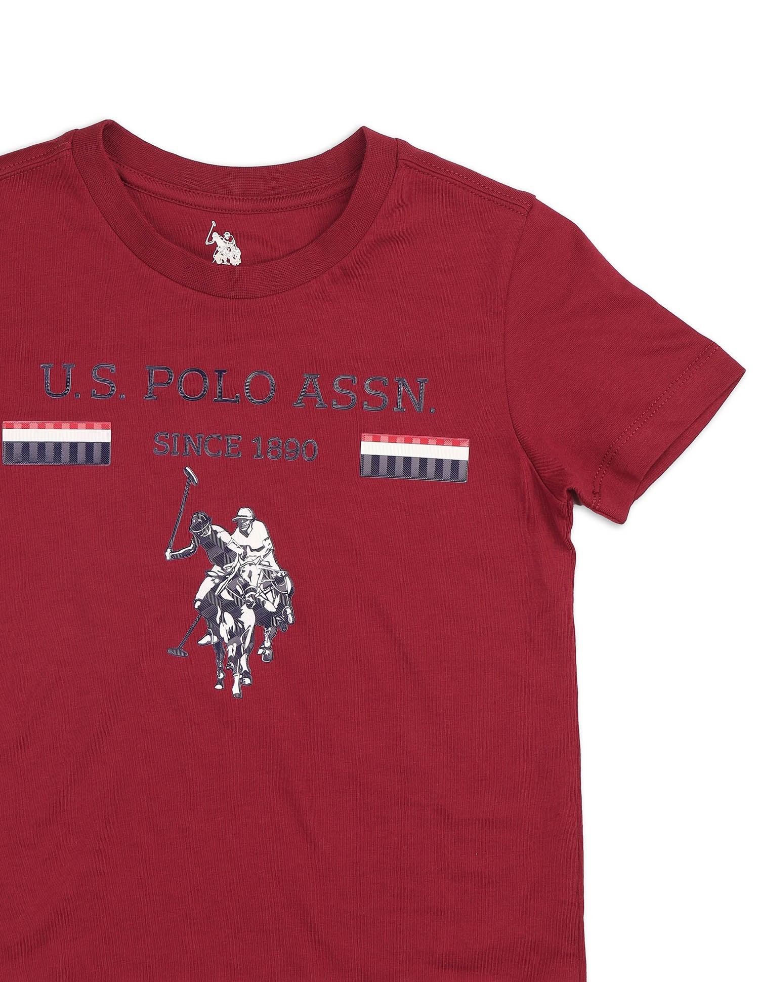 Boys Brand Embossed Pure Cotton T Shirt Dark Red - U.S. POLO ASSN. | Large