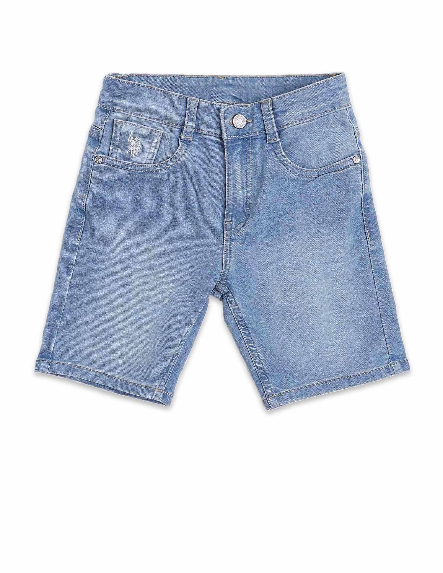 Boys Relaxed Fit Denim Shorts Light Blue - U.S. POLO ASSN. | Large