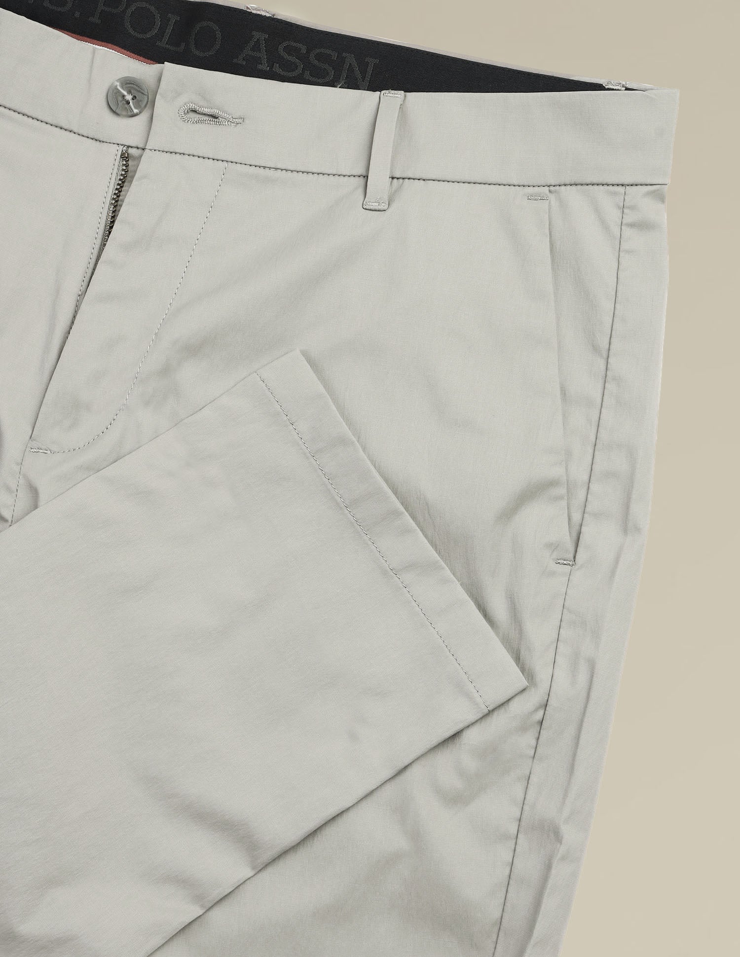 Austin Slim Fit Mid Rise Trousers Light Grey - U.S. POLO ASSN. | Large