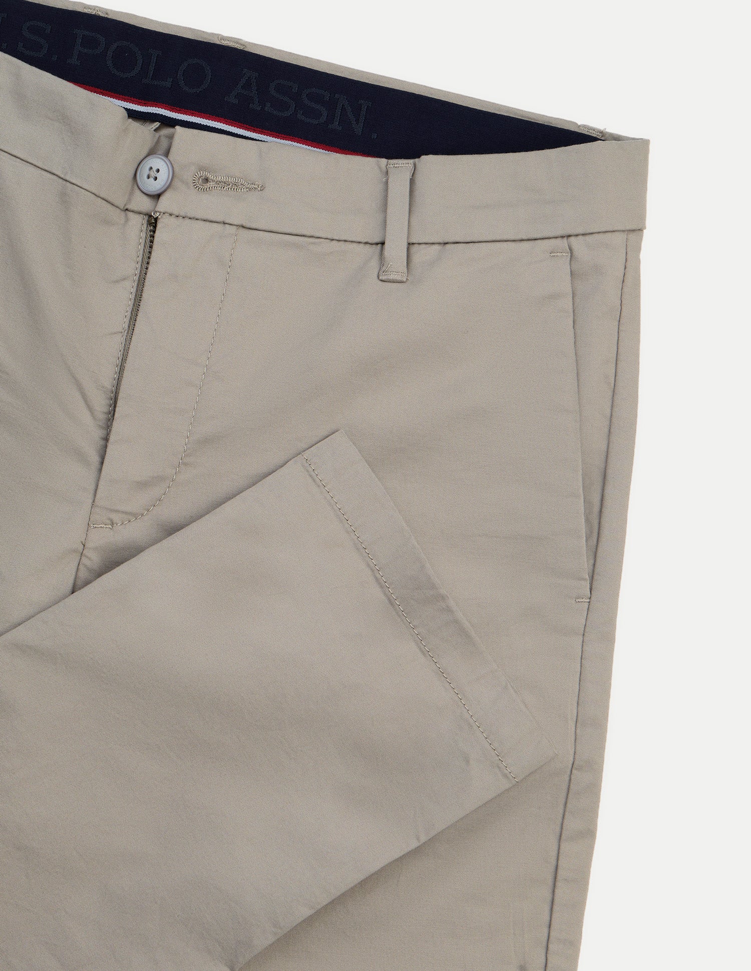 Denver Slim Fit Twill Trousers Light Khaki - U.S. Polo Assn. India | Large