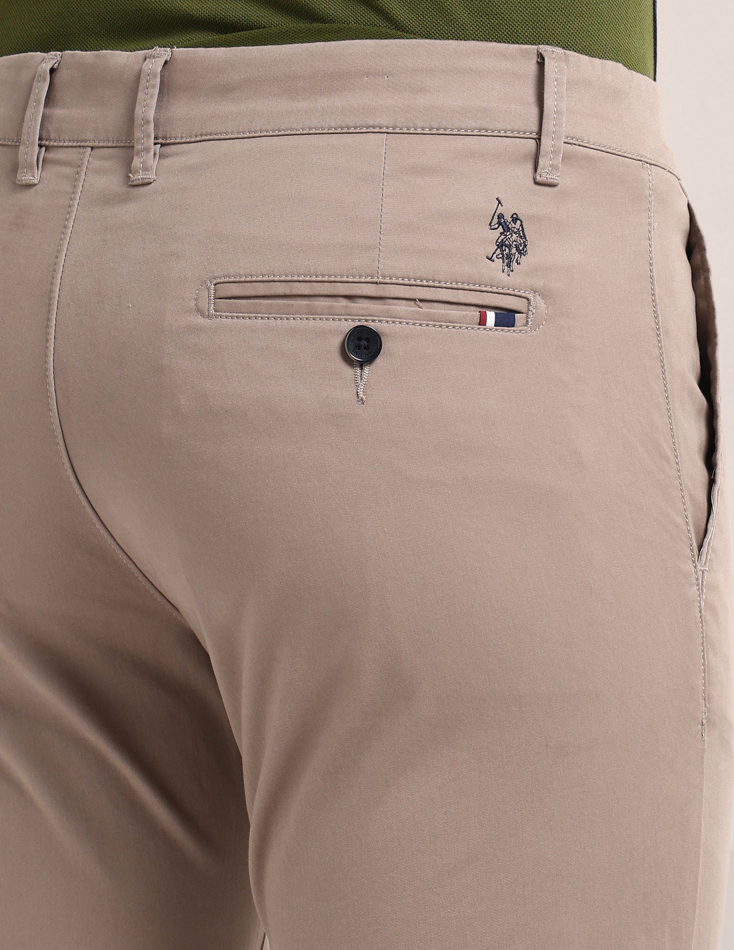 Denver Slim Fit Solid Trousers Grey - U.S. POLO ASSN. | Large