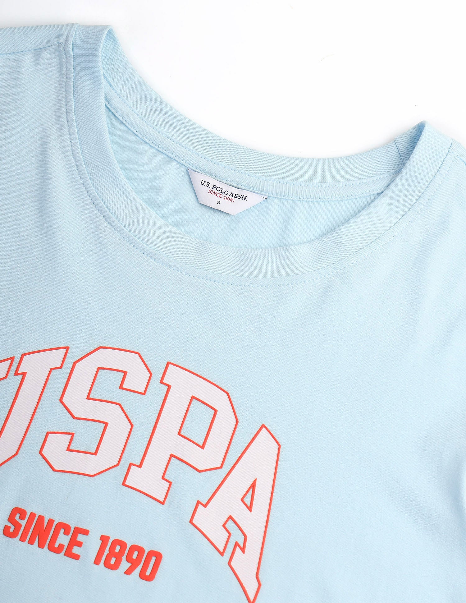 Single Jersey Pure Cotton T-Shirt Light Blue - U.S. Polo Assn. India | Large
