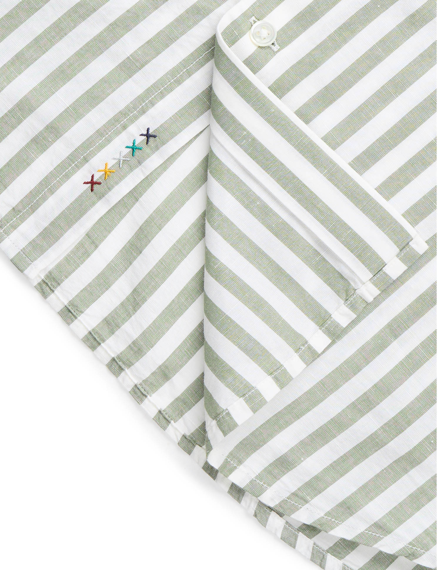 Pacho X Vertical Stripe Cotton Linen Shirt Light Green - U.S. POLO ASSN. | Large