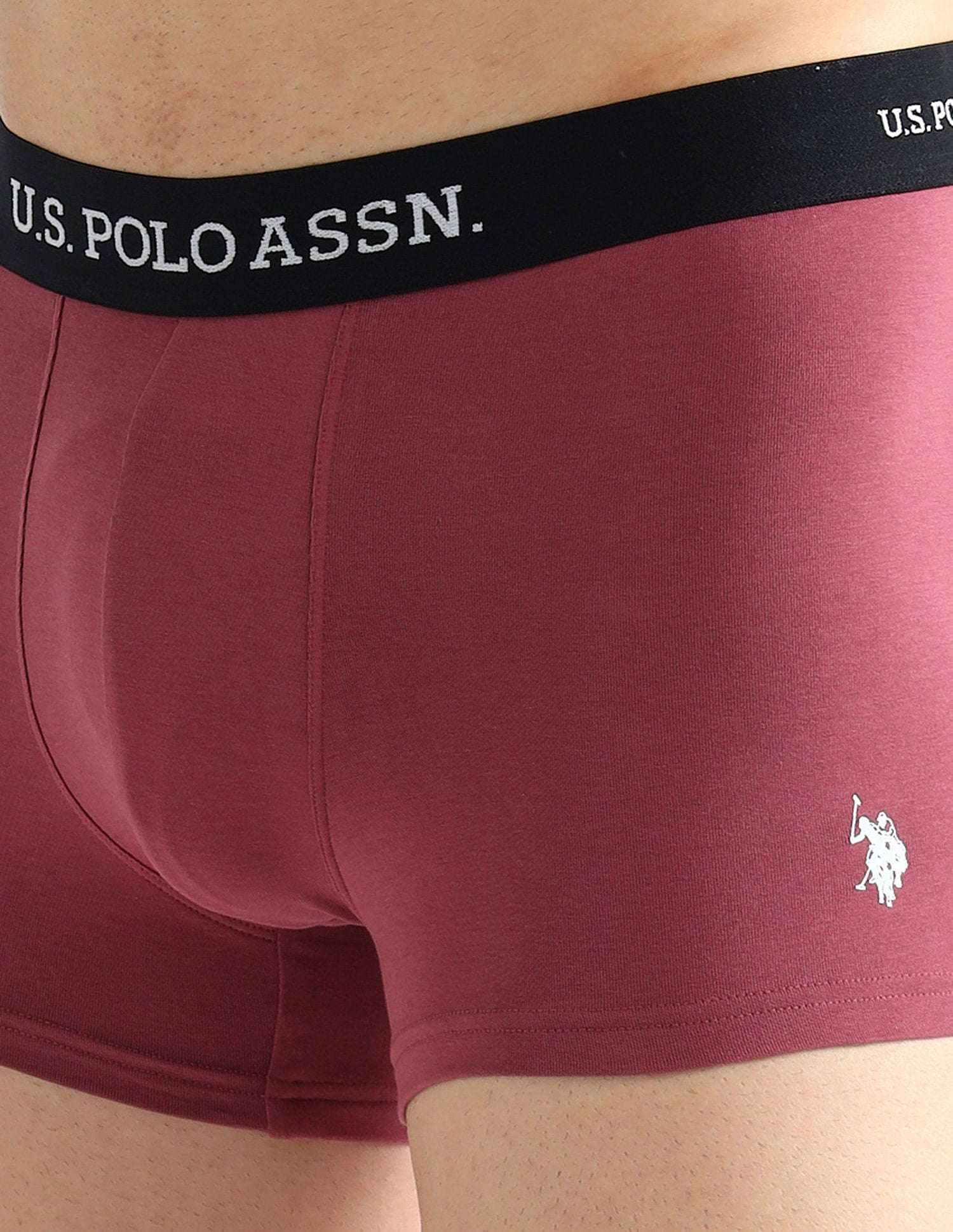 Elasticized Waist Solid OET13 Trunks - Pack Of 3 Navy, Grey and Purple - U.S. POLO ASSN. | Large